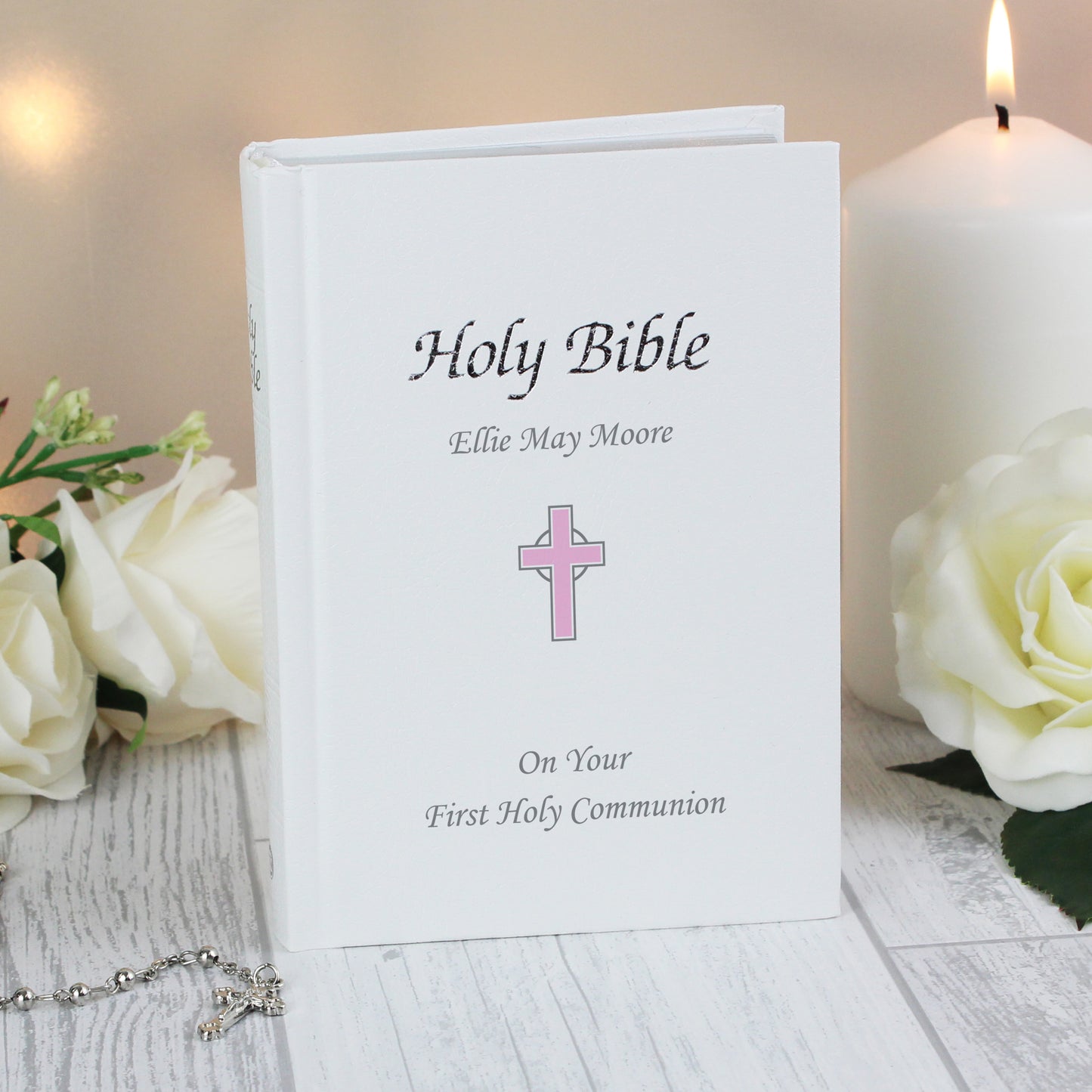 Personalised Pink Cross Bible - MK&JD Gifts