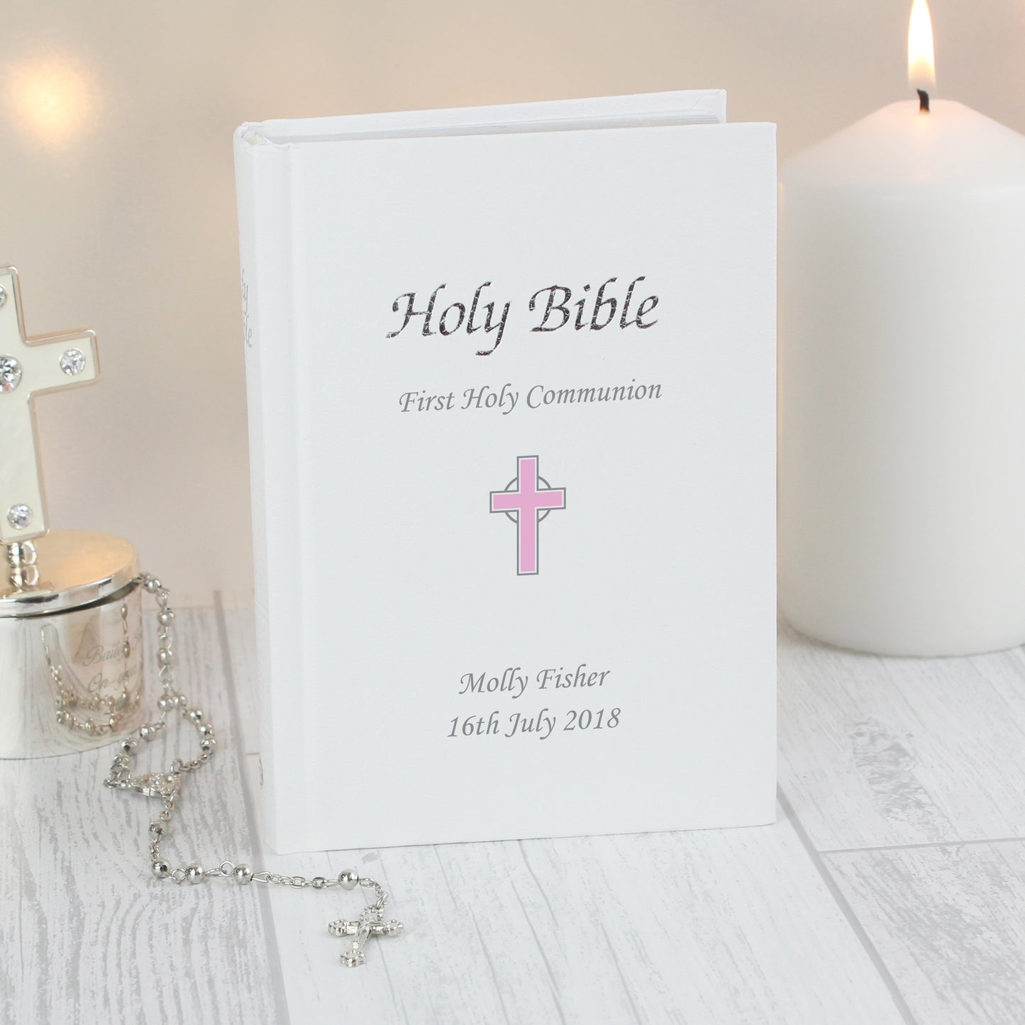 Personalised Pink Cross Bible - MK&JD Gifts