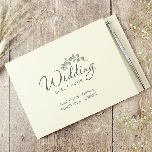 Personalised Botanical Wedding Guest Book & Pen - MK&JD Gifts