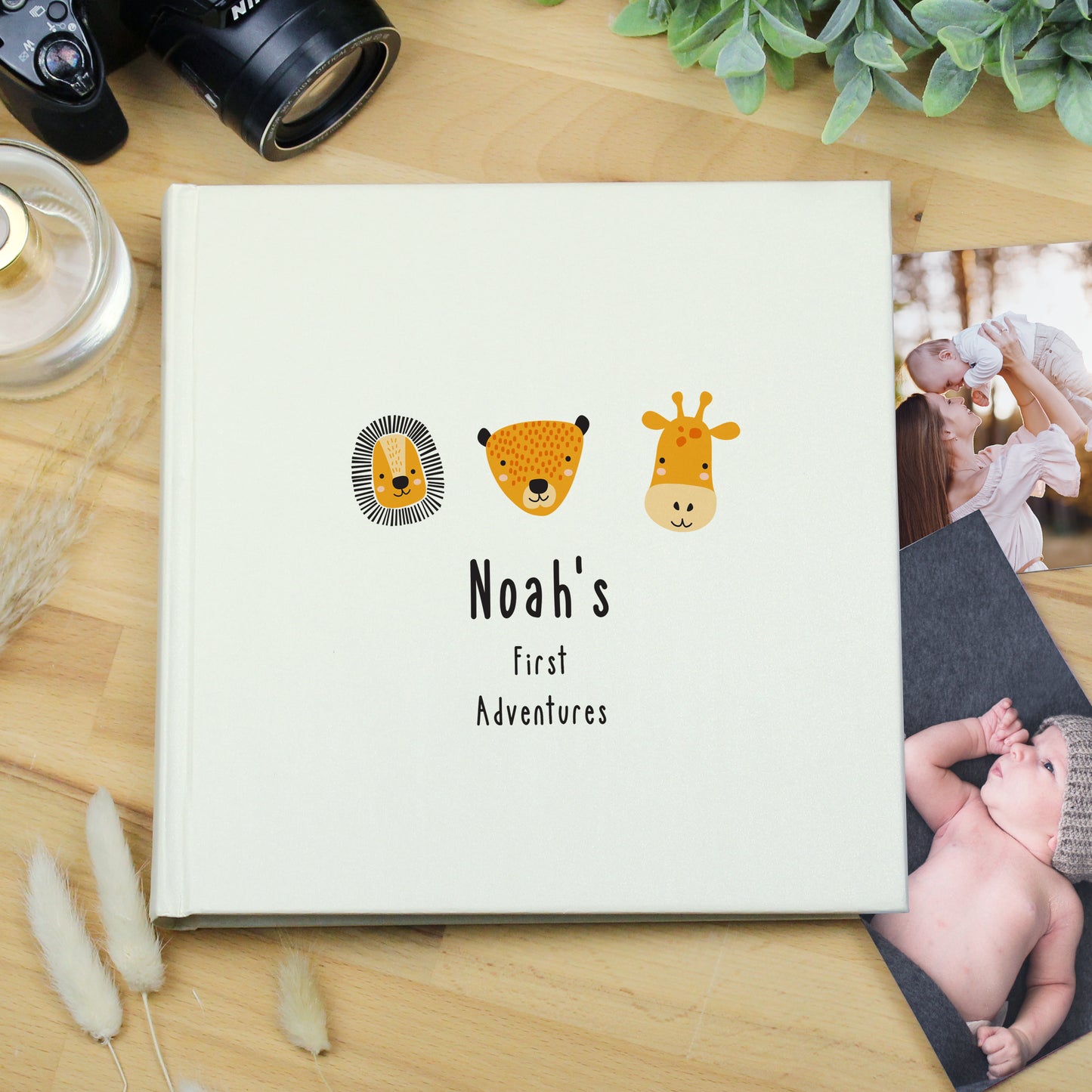 Personalised Scandi Safari Animals Square Photo Album - MK&JD Gifts