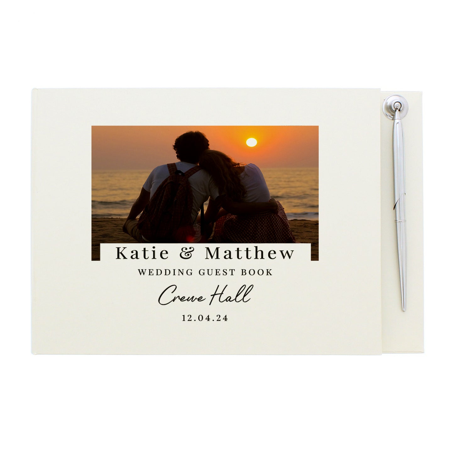Personalised Photo Upload Hardback Guest Book & Pen - MK&JD Gifts