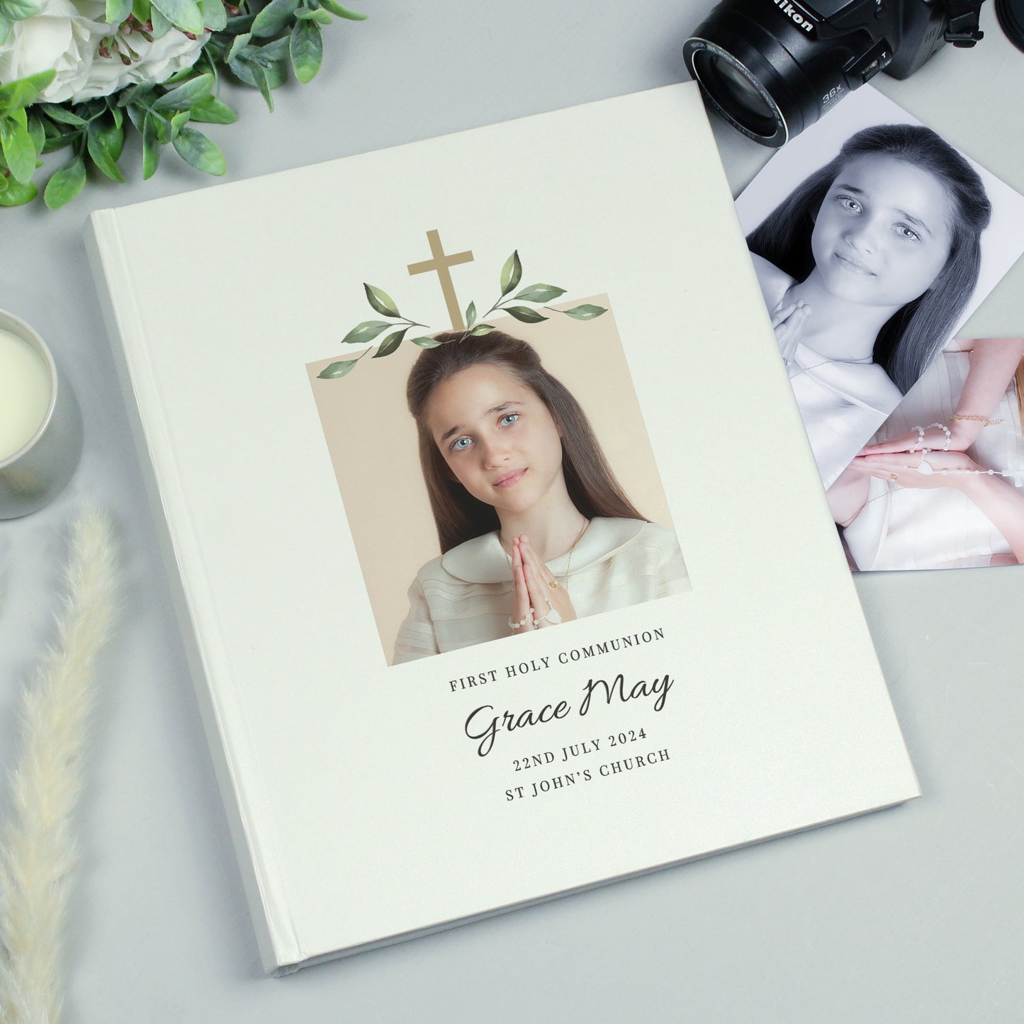 Personalised Religious Cross Photo Upload Traditional Photo Album - MK&JD Gifts