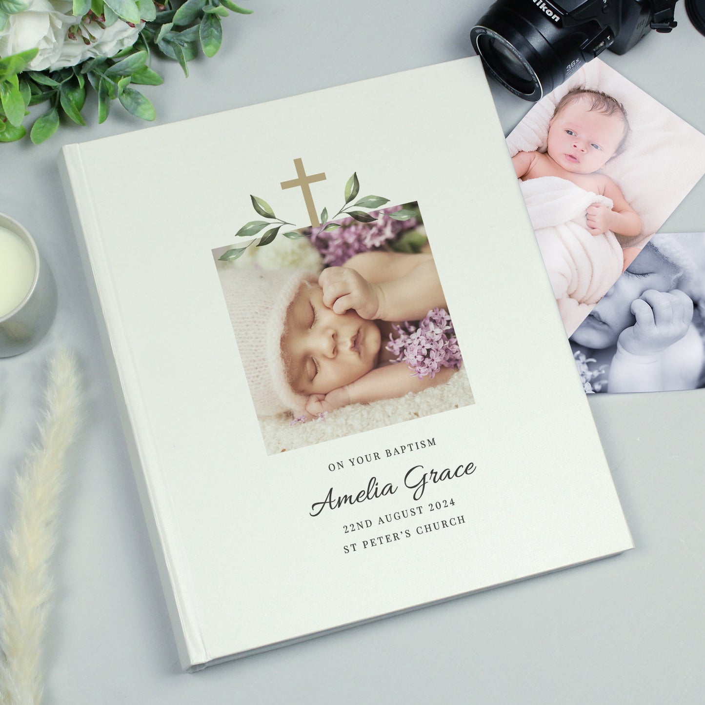 Personalised Religious Cross Photo Upload Traditional Photo Album - MK&JD Gifts