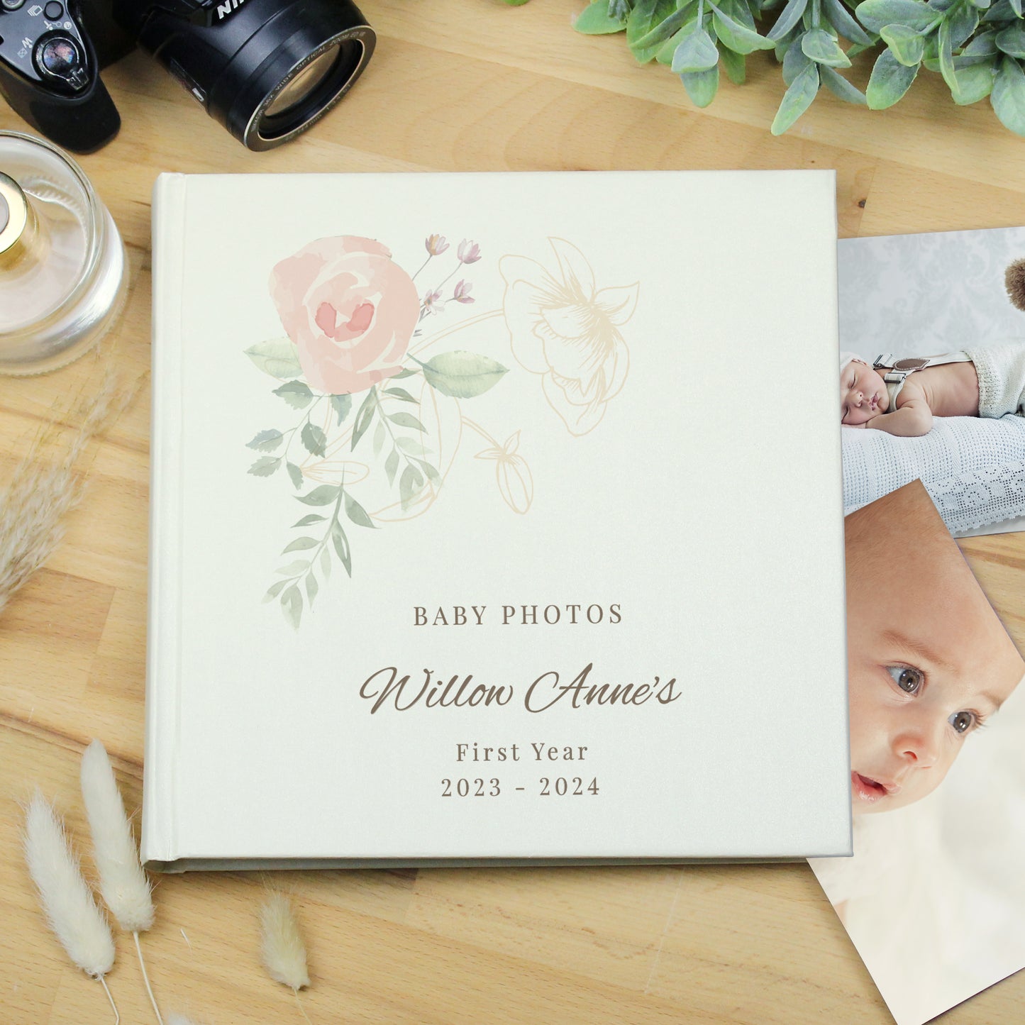 Personalised Floral Square Photo Album - MK&JD Gifts