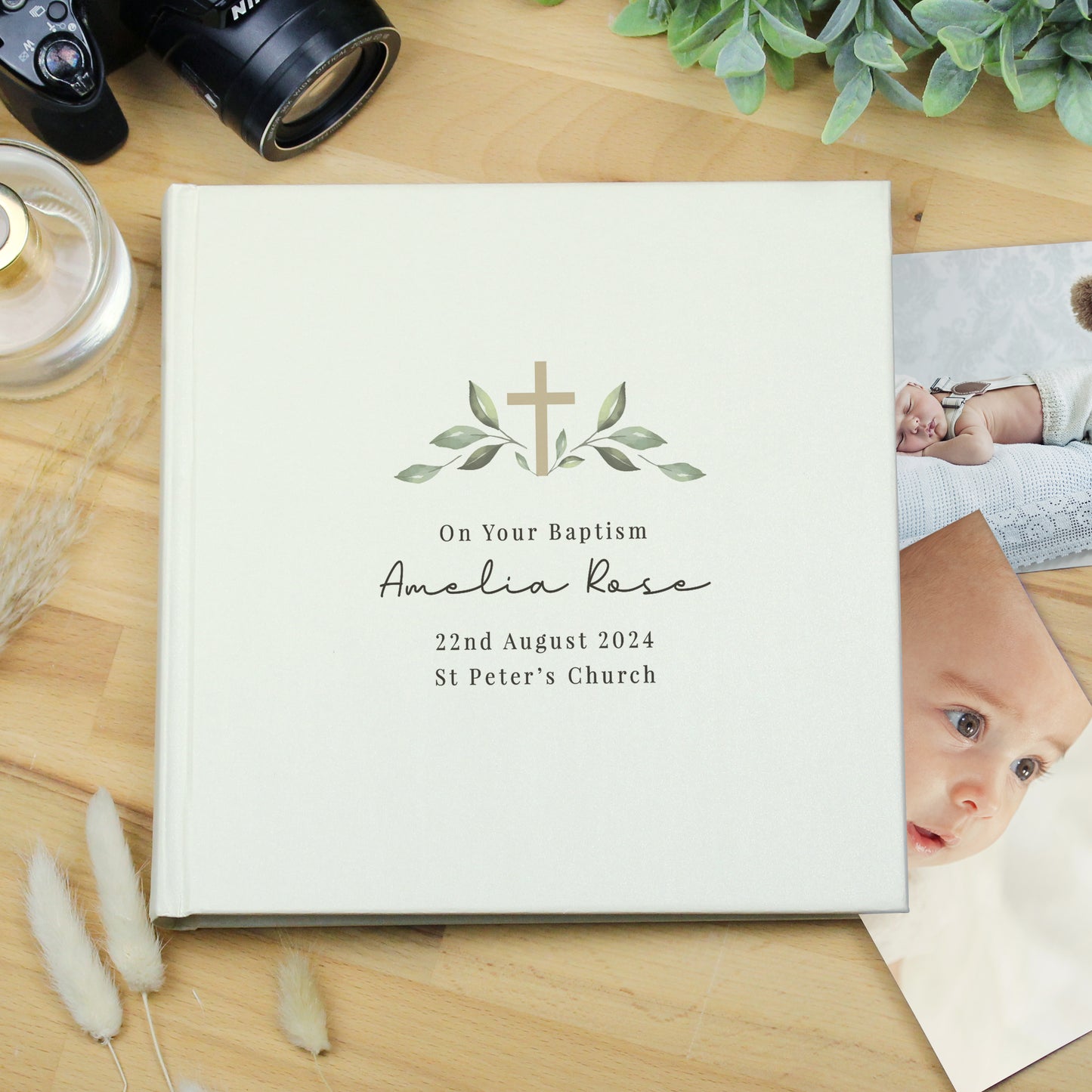 Personalised Religious Cross Square Photo Album - MK&JD Gifts
