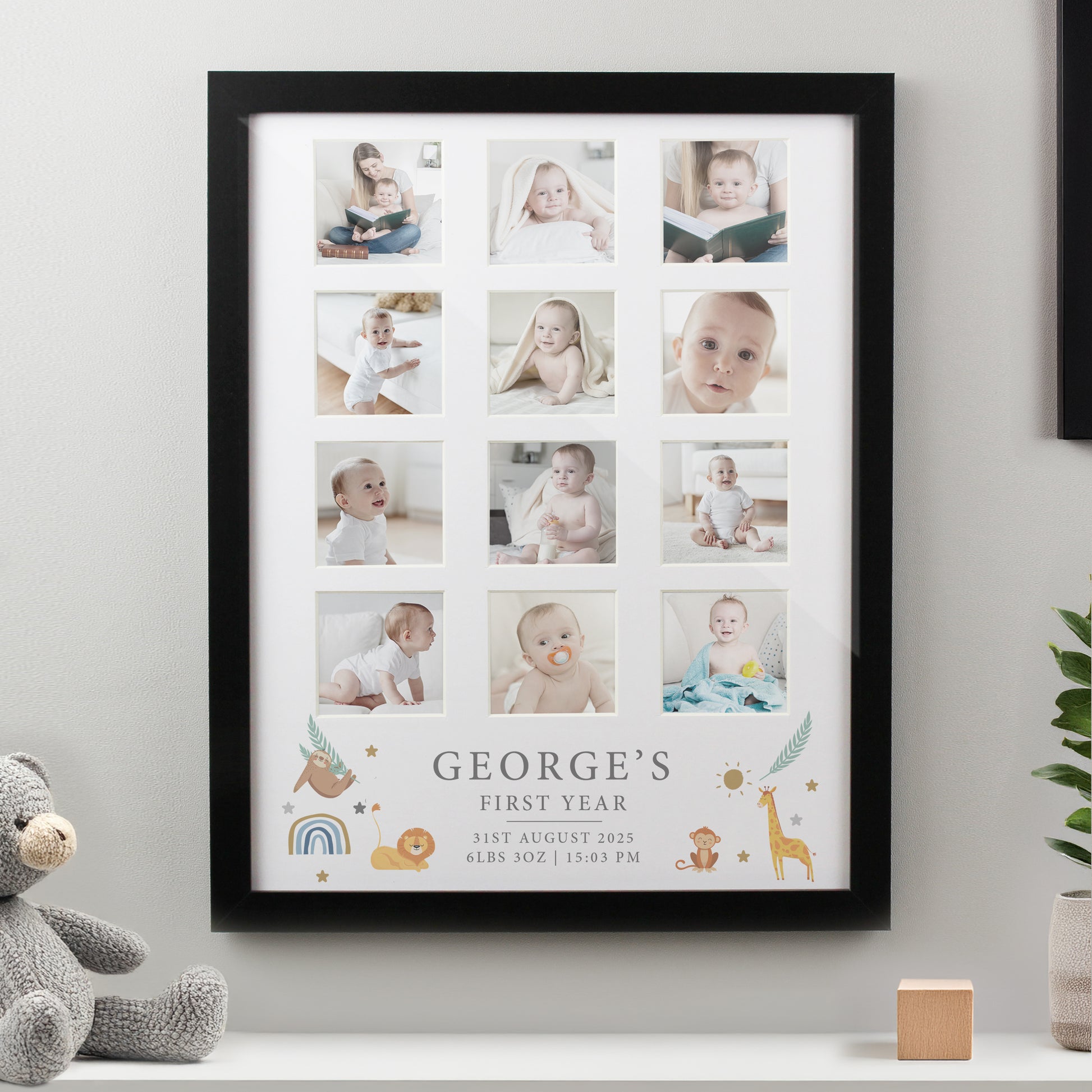 Personalised Animals Black Multi Photo Frame - MK&JD Gifts