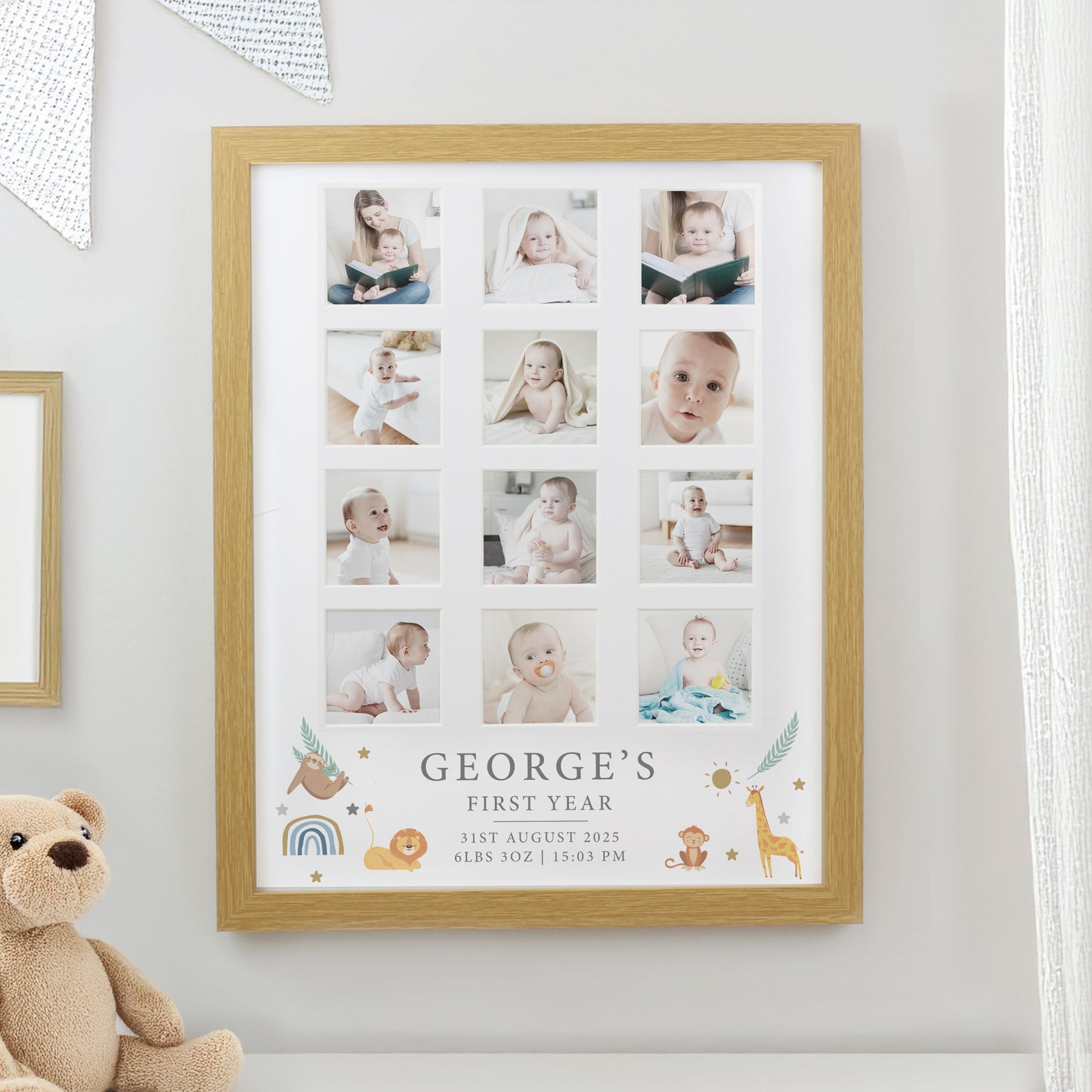 Personalised Animals Oak Multi Photo Frame - MK&JD Gifts