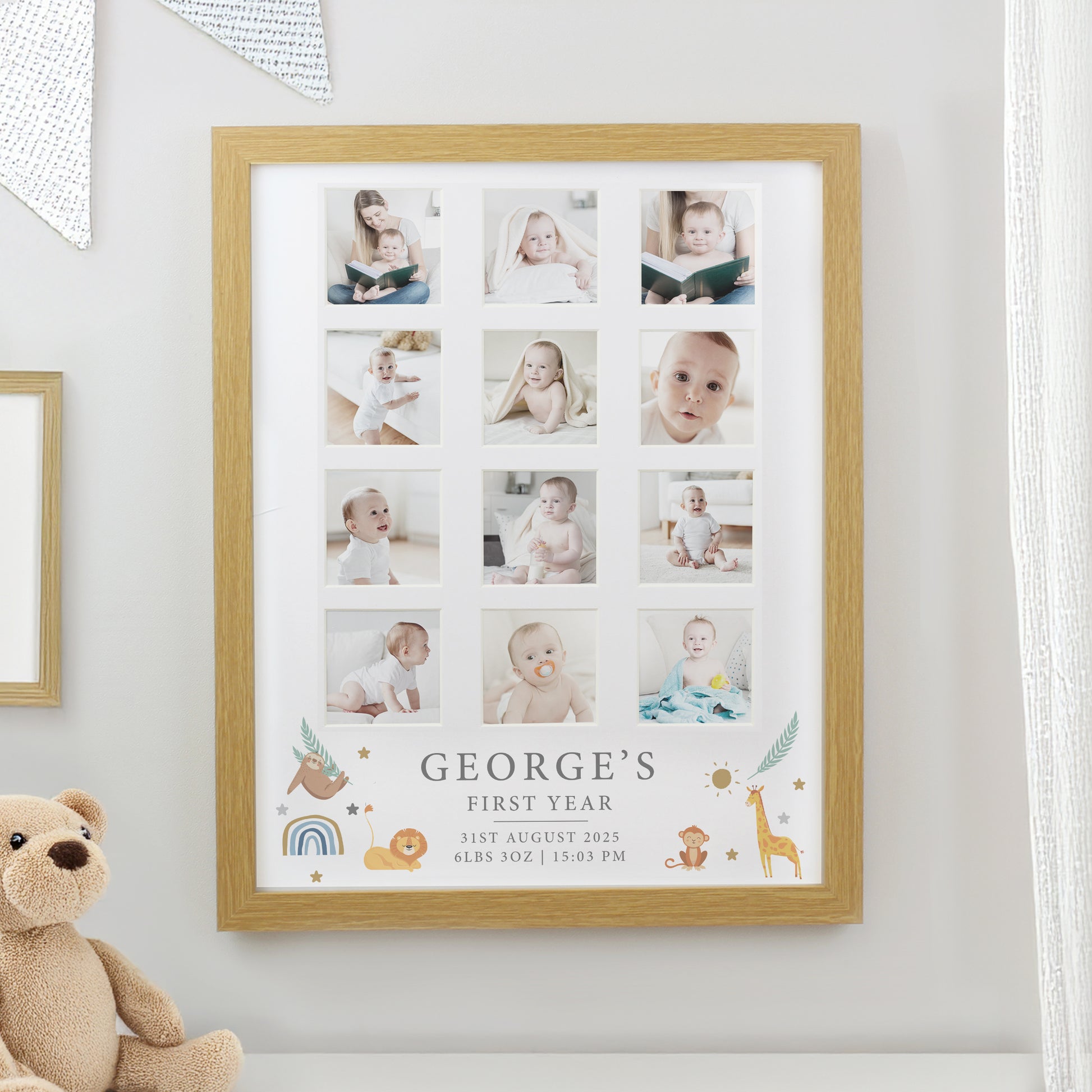 Personalised Animals Oak Multi Photo Frame - MK&JD Gifts
