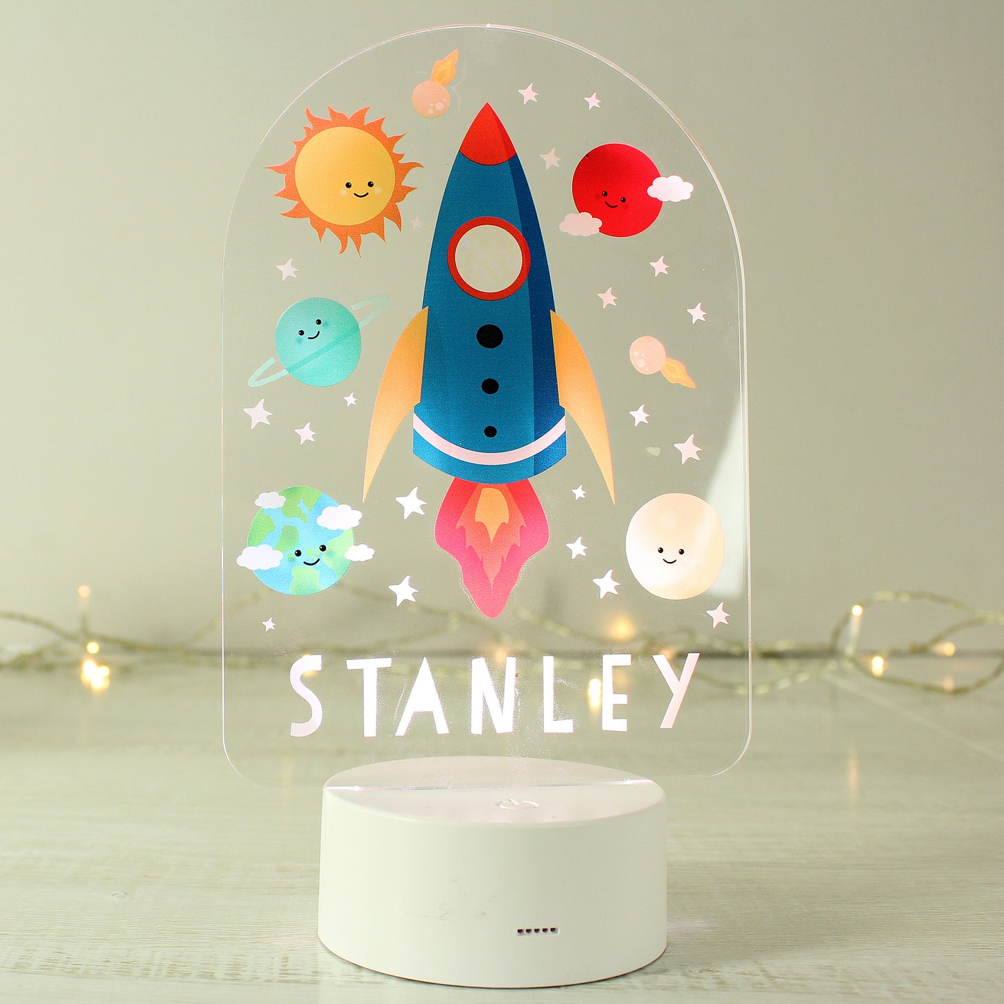 Personalised Space Rocket LED Colour Changing Night Light - MK&JD Gifts