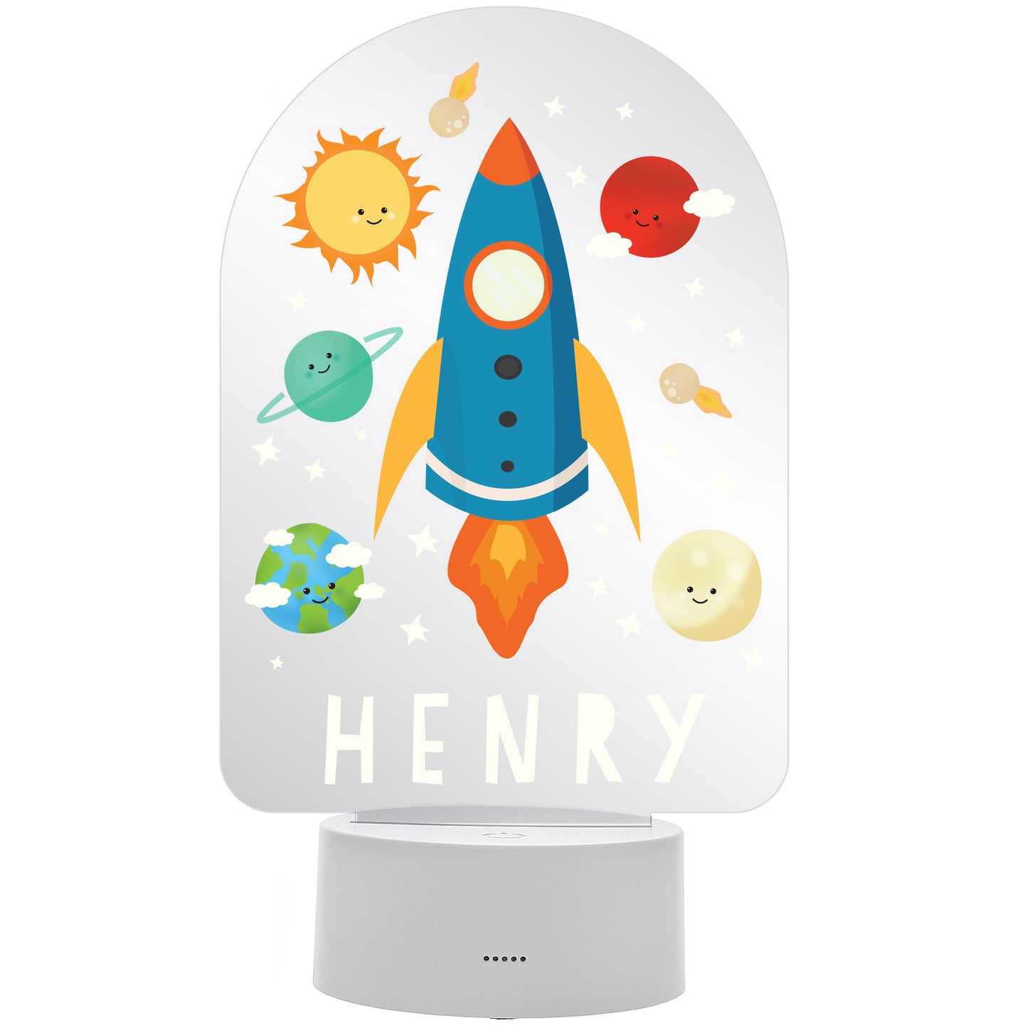 Personalised Space Rocket LED Colour Changing Night Light - MK&JD Gifts
