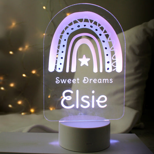 Personalised Pink Rainbow LED Colour Changing Night Light - MK&JD Gifts