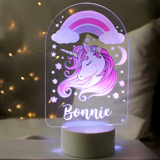 Personalised Pink Unicorn LED Colour Changing Night Light - MK&JD Gifts