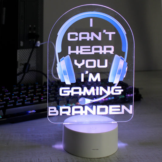Personalised Blue Gaming LED Colour Changing Night Light - MK&JD Gifts