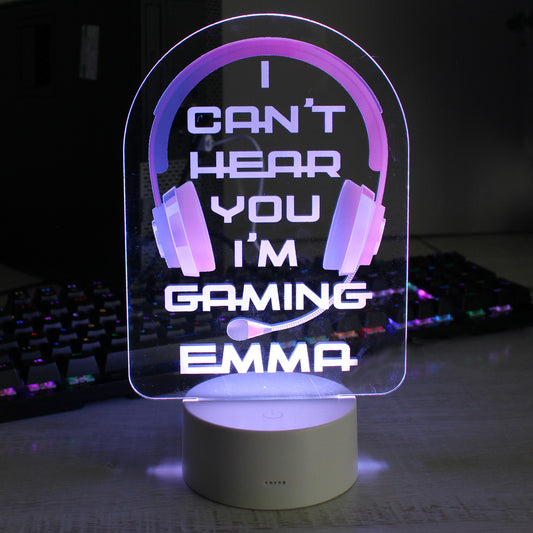 Personalised Pink Gaming LED Colour Changing Night Light - MK&JD Gifts