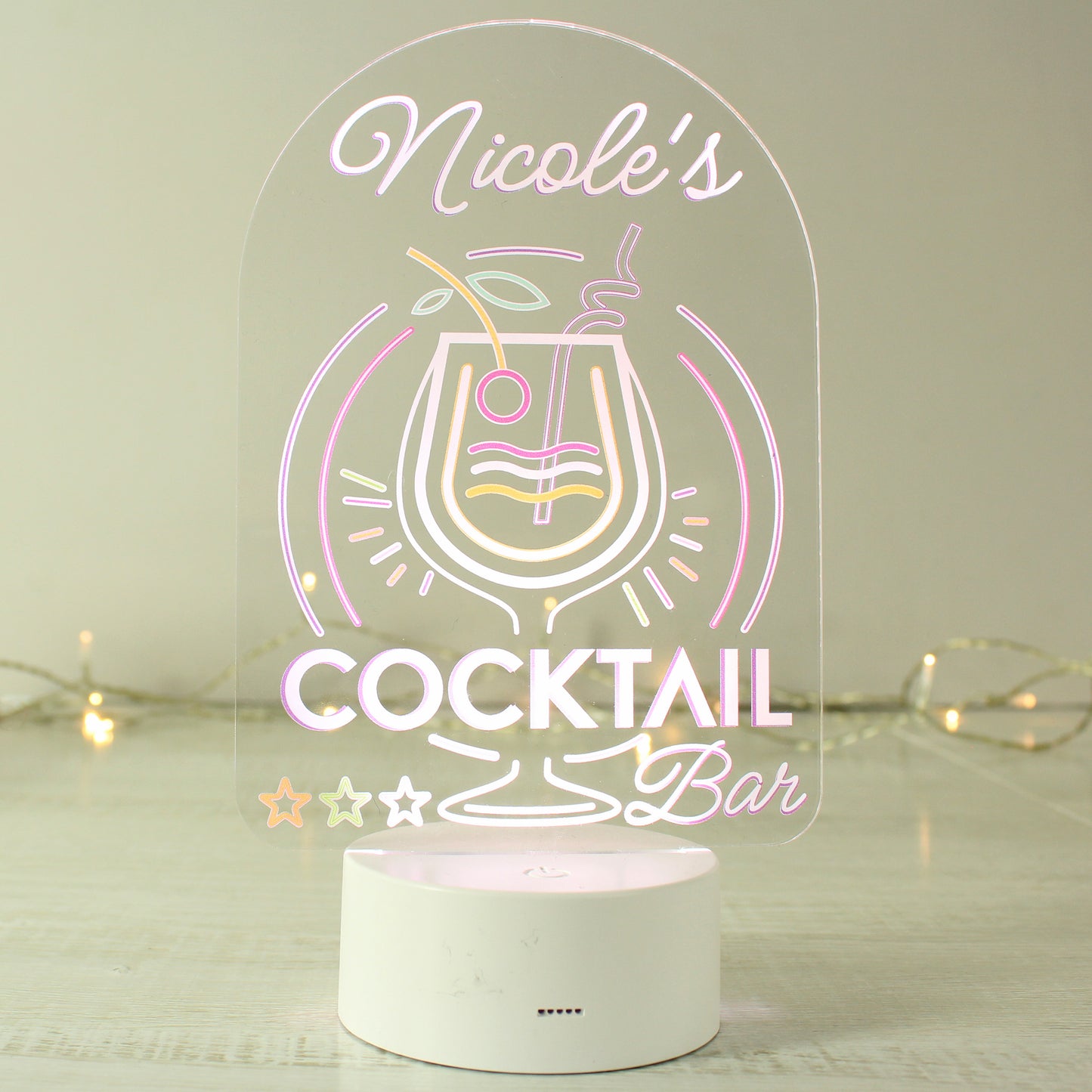 Personalised LED Colour Changing Cocktail Bar Sign - MK&JD Gifts