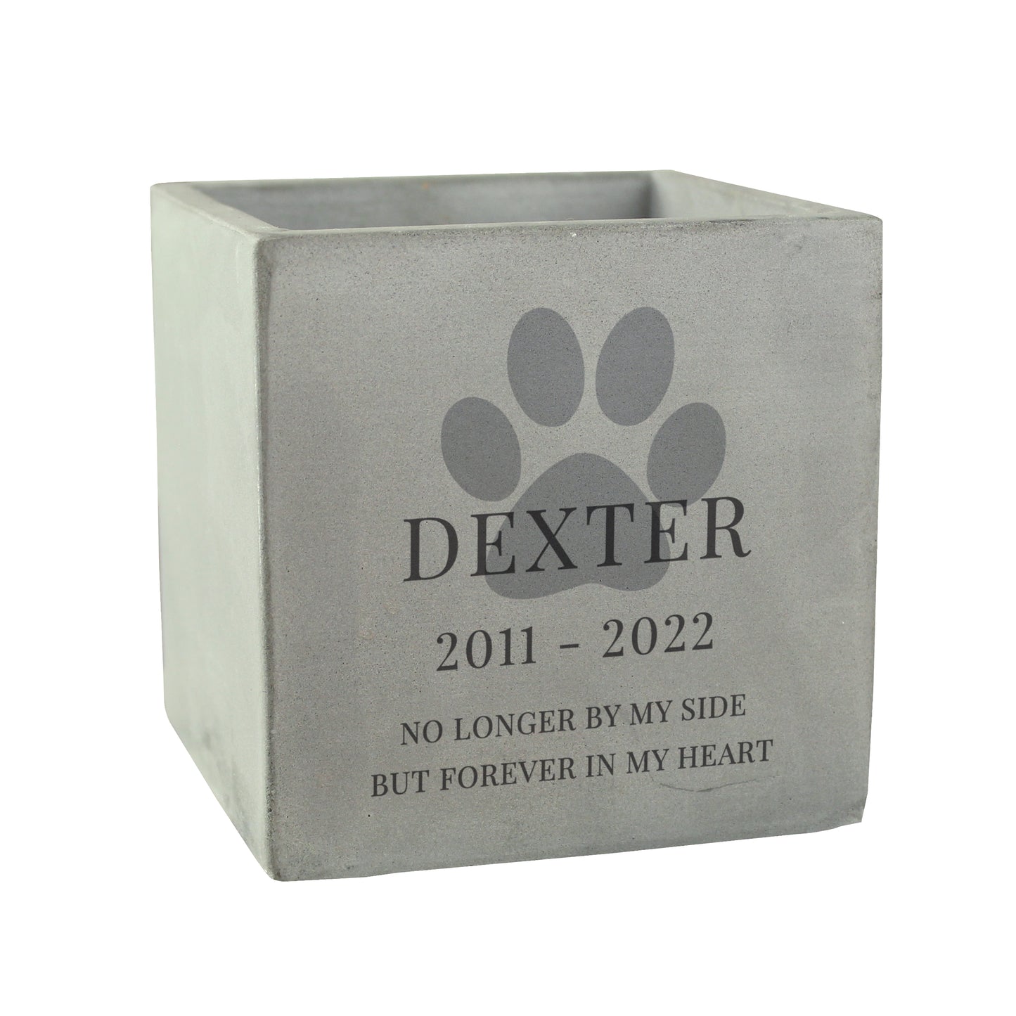 Personalised Pet Memorial Concrete Plant Pot - MK&JD Gifts