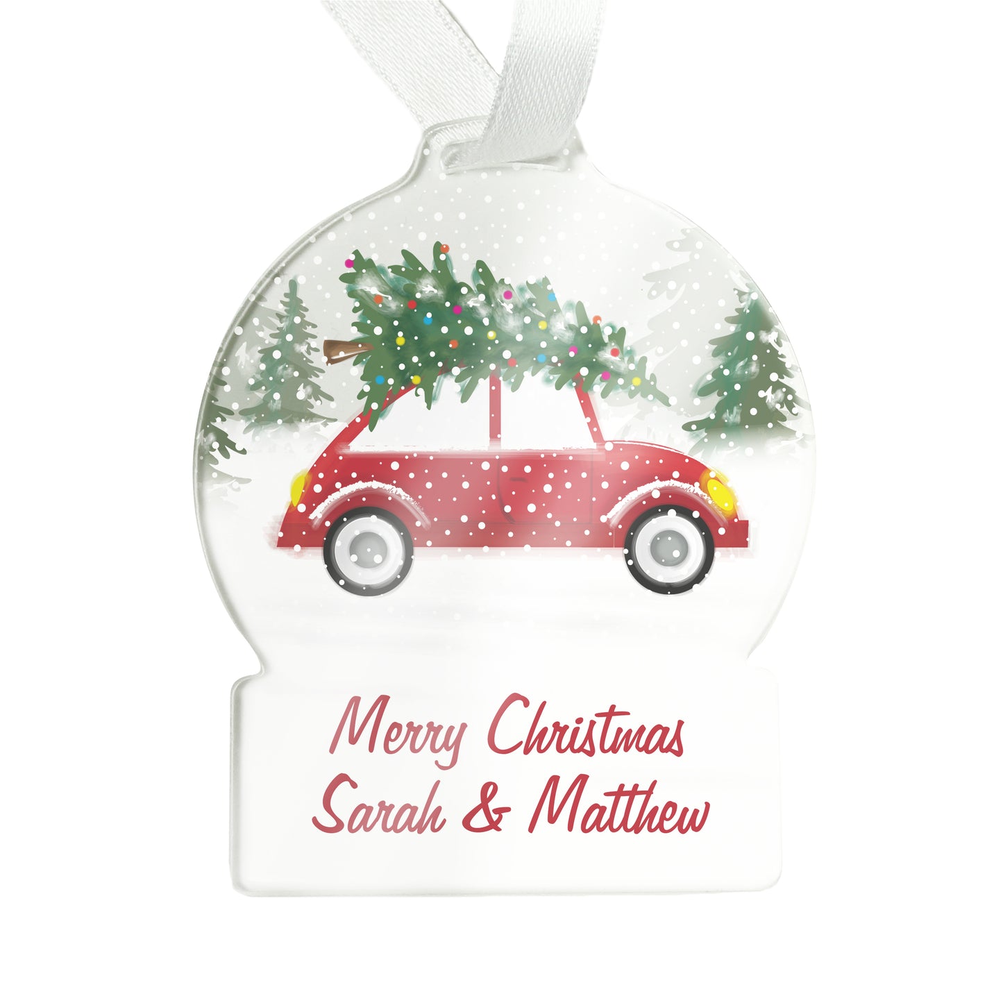 Personalised Driving Home For Christmas Acrylic Snow globe Decoration - MK&JD Gifts