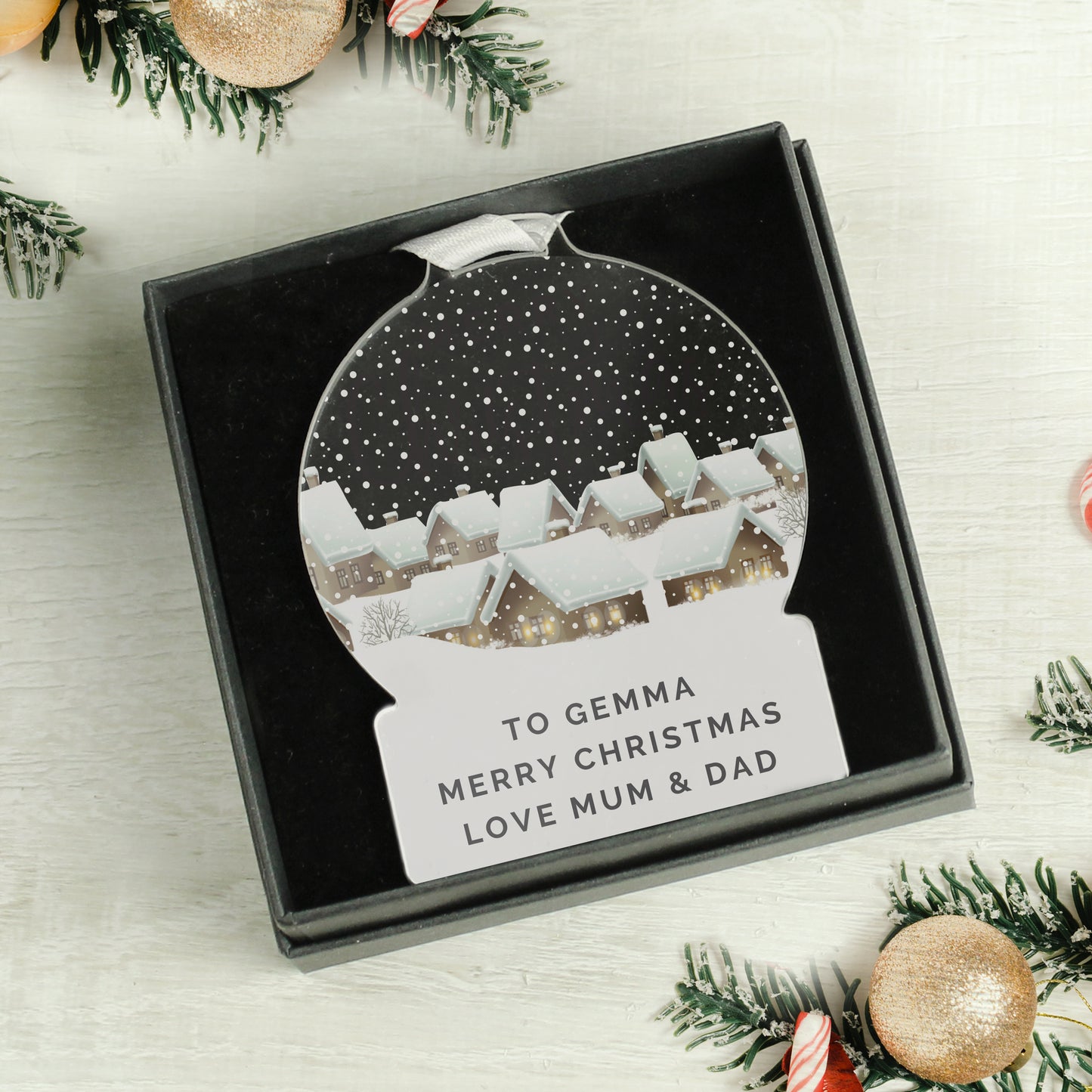 Personalised Christmas Home Acrylic Snowglobe Decoration - MK&JD Gifts
