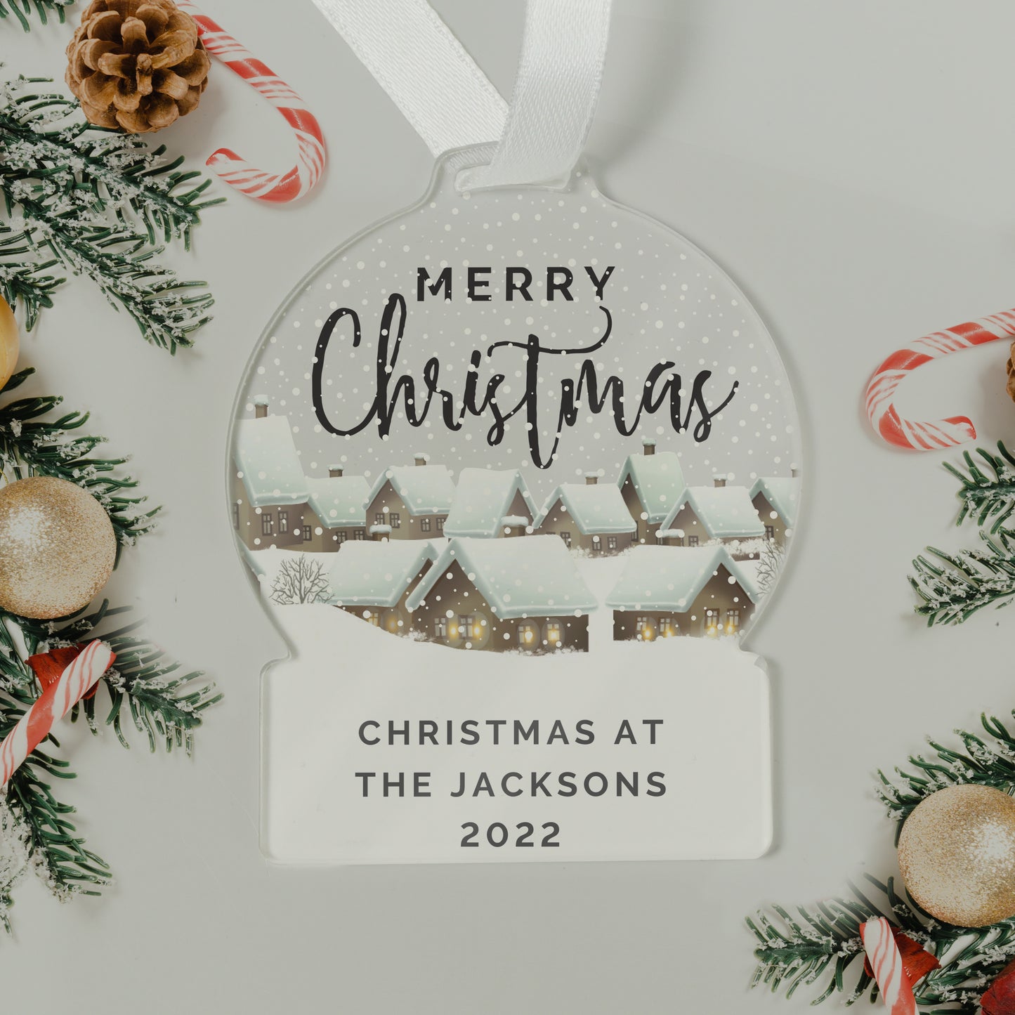 Personalised Christmas Home Acrylic Snowglobe Decoration - MK&JD Gifts
