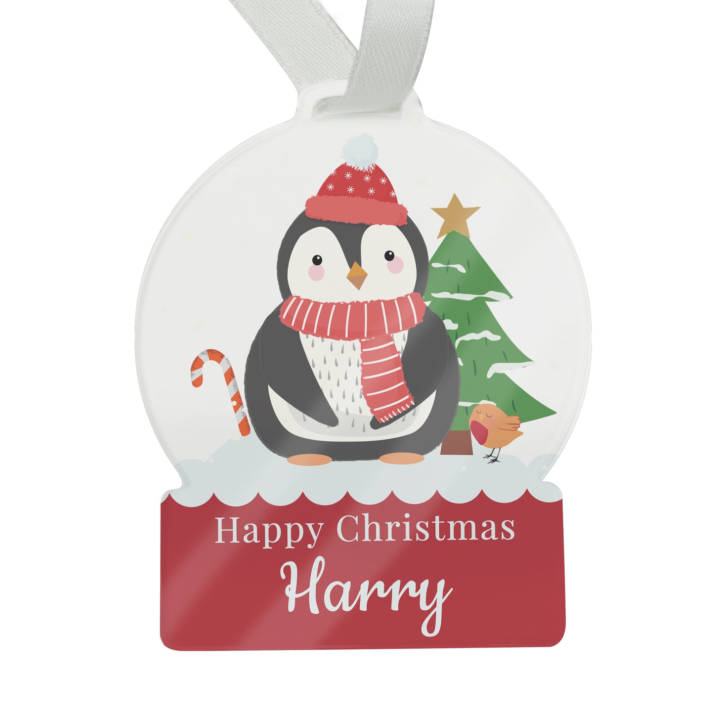 Personalised Penguin Acrylic Snowglobe Decoration - MK&JD Gifts