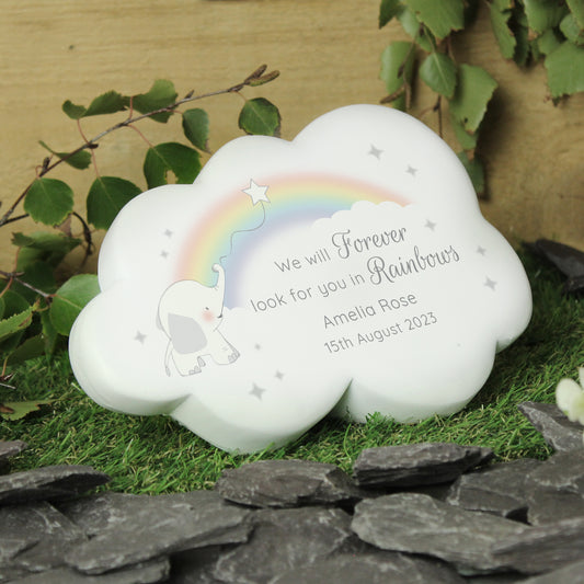 Personalised Rainbow Elephant Cloud Memorial Resin Stone - MK&JD Gifts