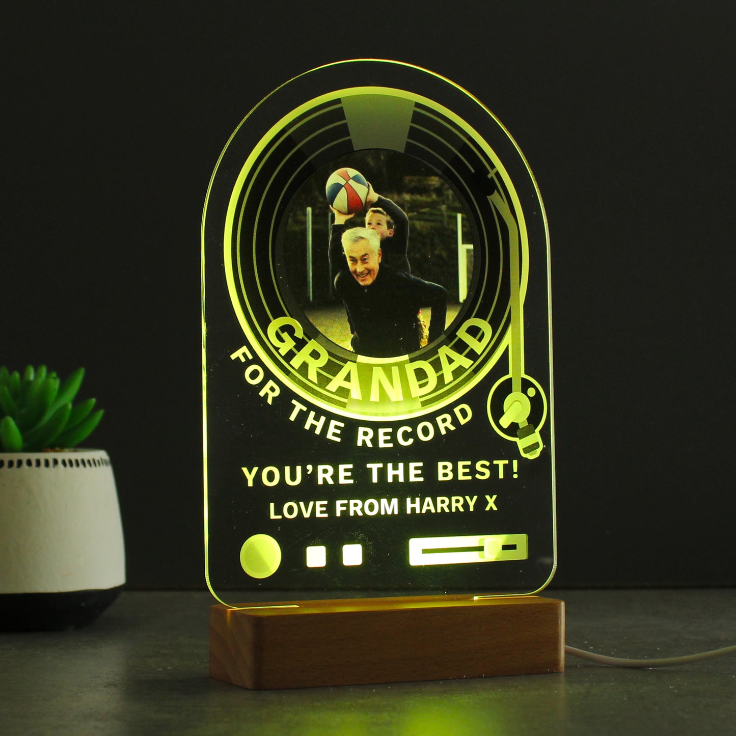 Personalised Record Photo Upload Wooden Based LED Light - MK&JD Gifts