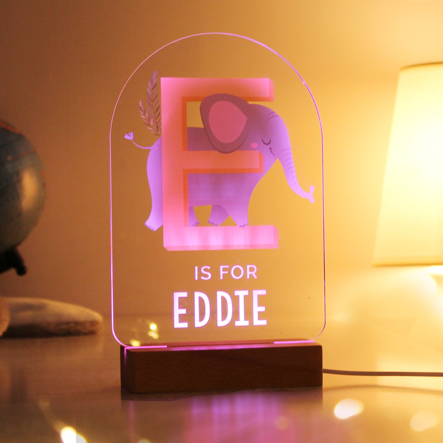 Personalised Animal Alphabet Wooden Based LED Light - MK&JD Gifts