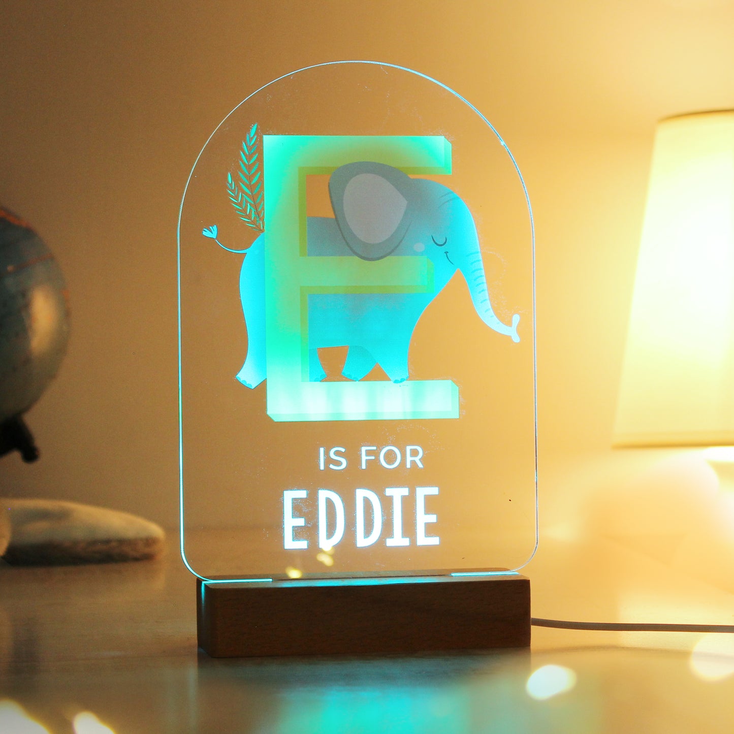 Personalised Animal Alphabet Wooden Based LED Light - MK&JD Gifts