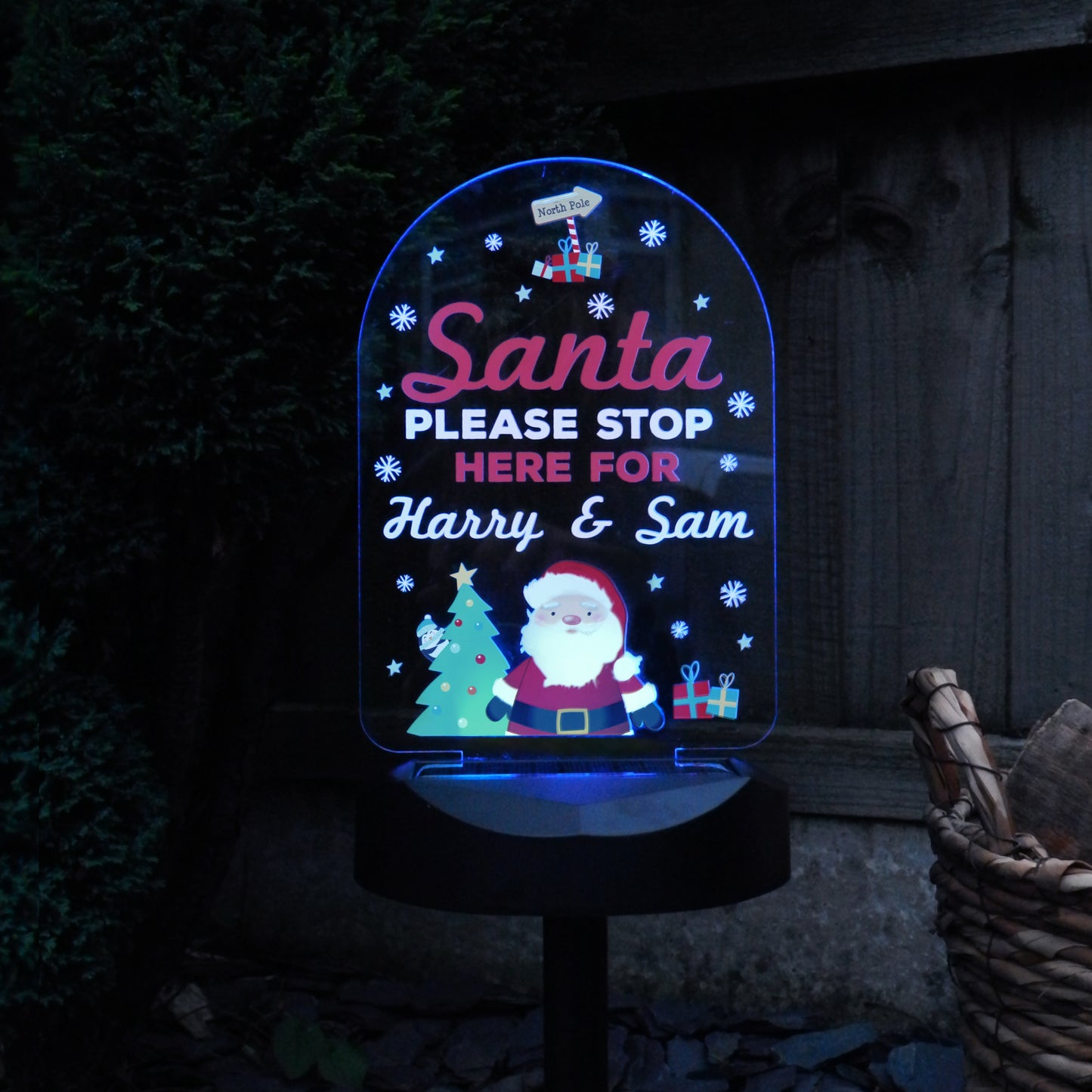Personalised Santa Stop Here Outdoor Solar Light - MK&JD Gifts