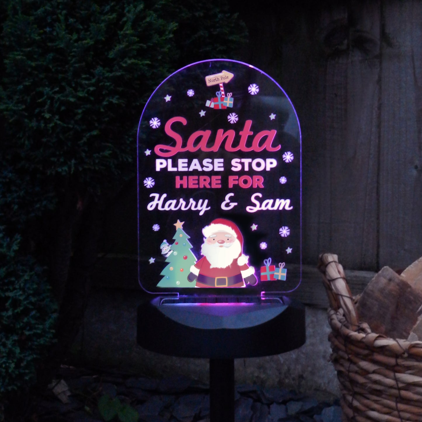 Personalised Santa Stop Here Outdoor Solar Light - MK&JD Gifts