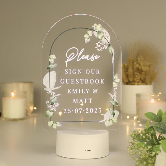 Personalised Botanical LED Colour Changing Wedding Sign - MK&JD Gifts
