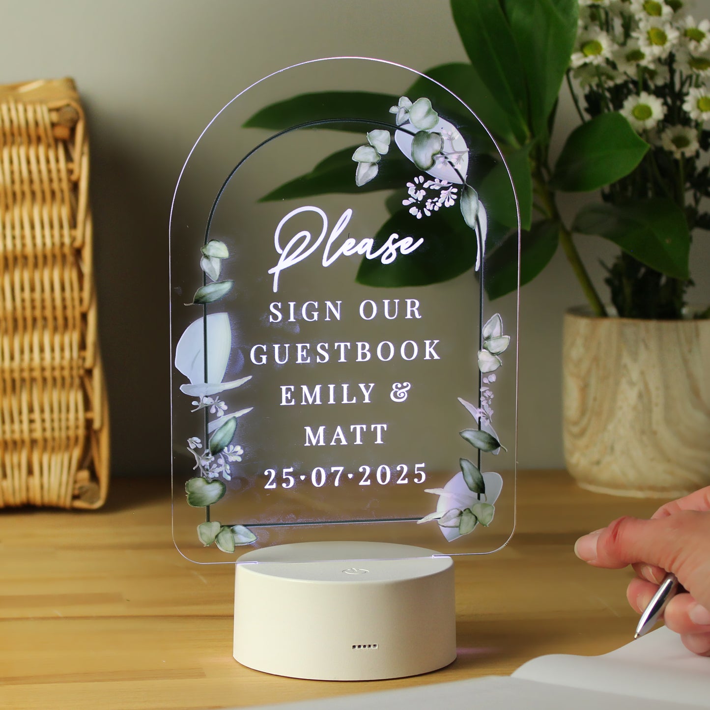 Personalised Botanical LED Colour Changing Wedding Sign - MK&JD Gifts