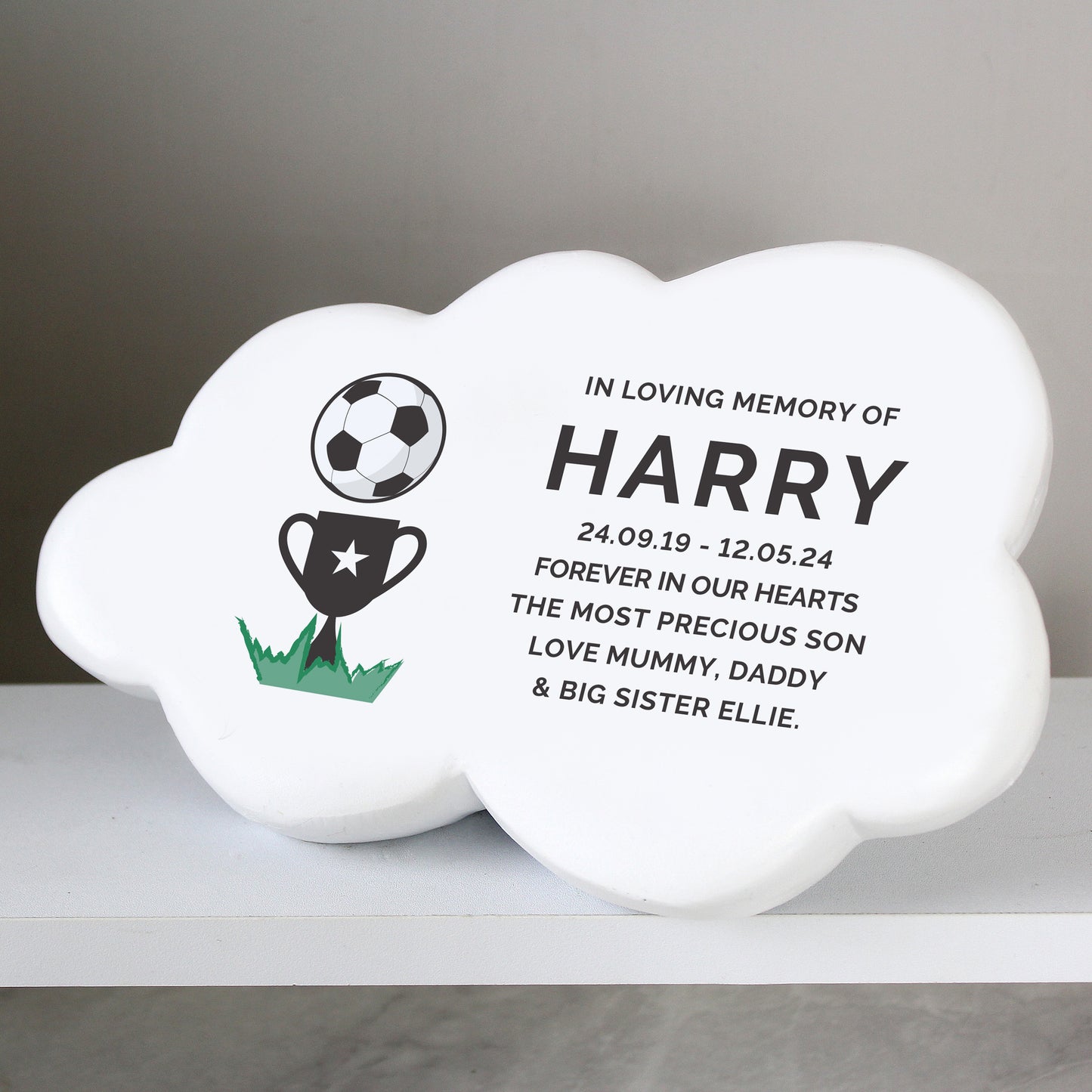 Personalised Football Resin Memorial Cloud - MK&JD Gifts