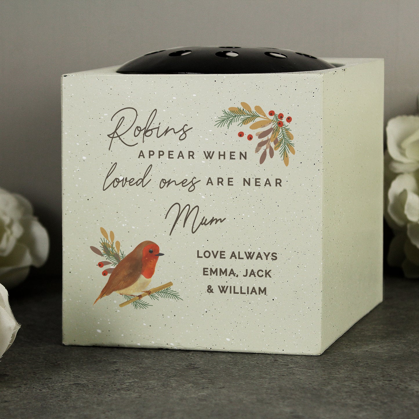 Personalised Robins Appear Memorial Vase - MK&JD Gifts
