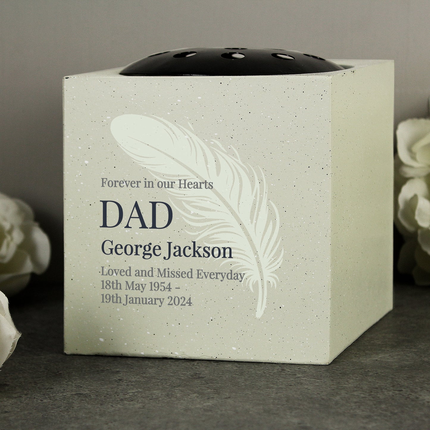 Personalised Feather Memorial Vase - MK&JD Gifts