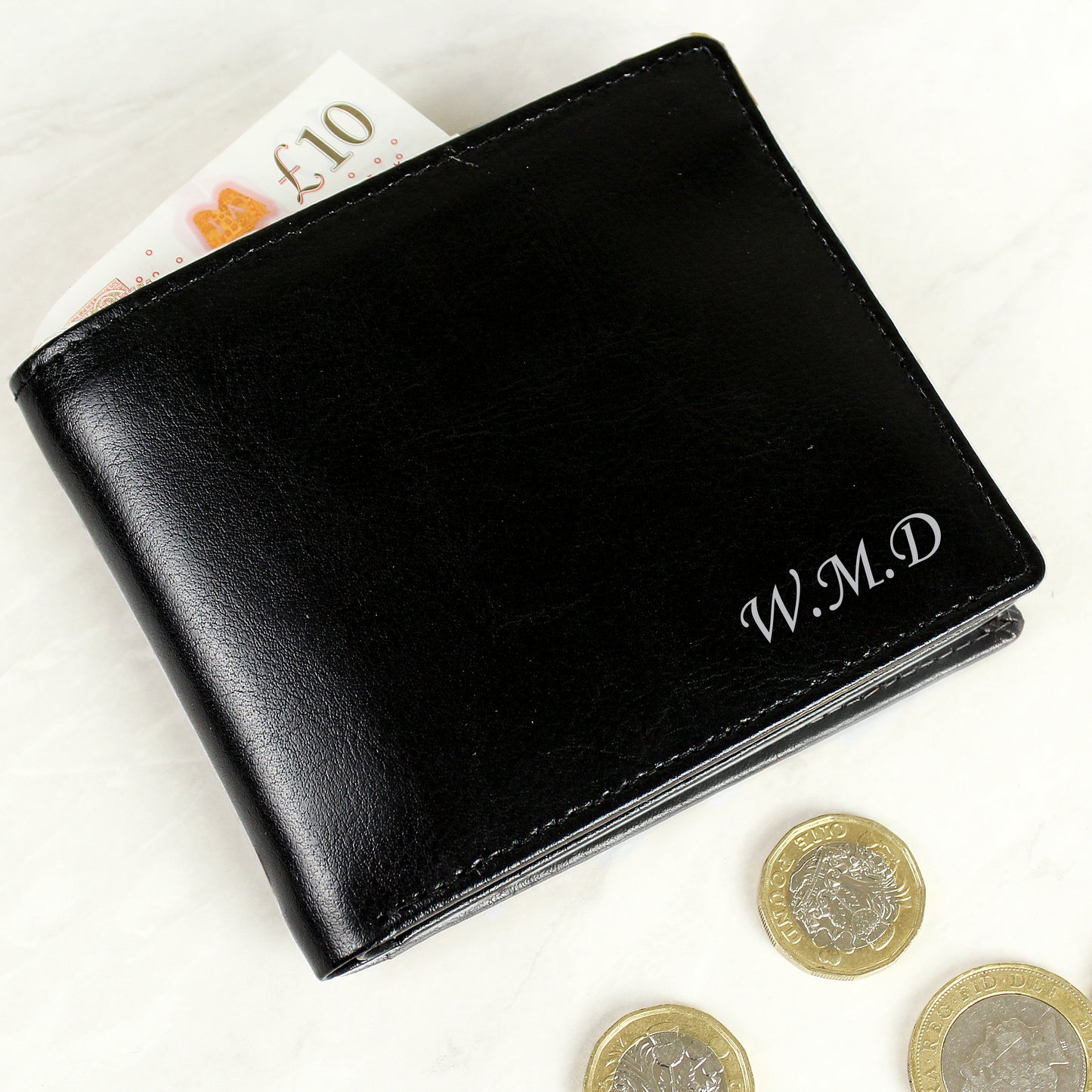 Personalised Script Font Leather Wallet - MK&JD Gifts