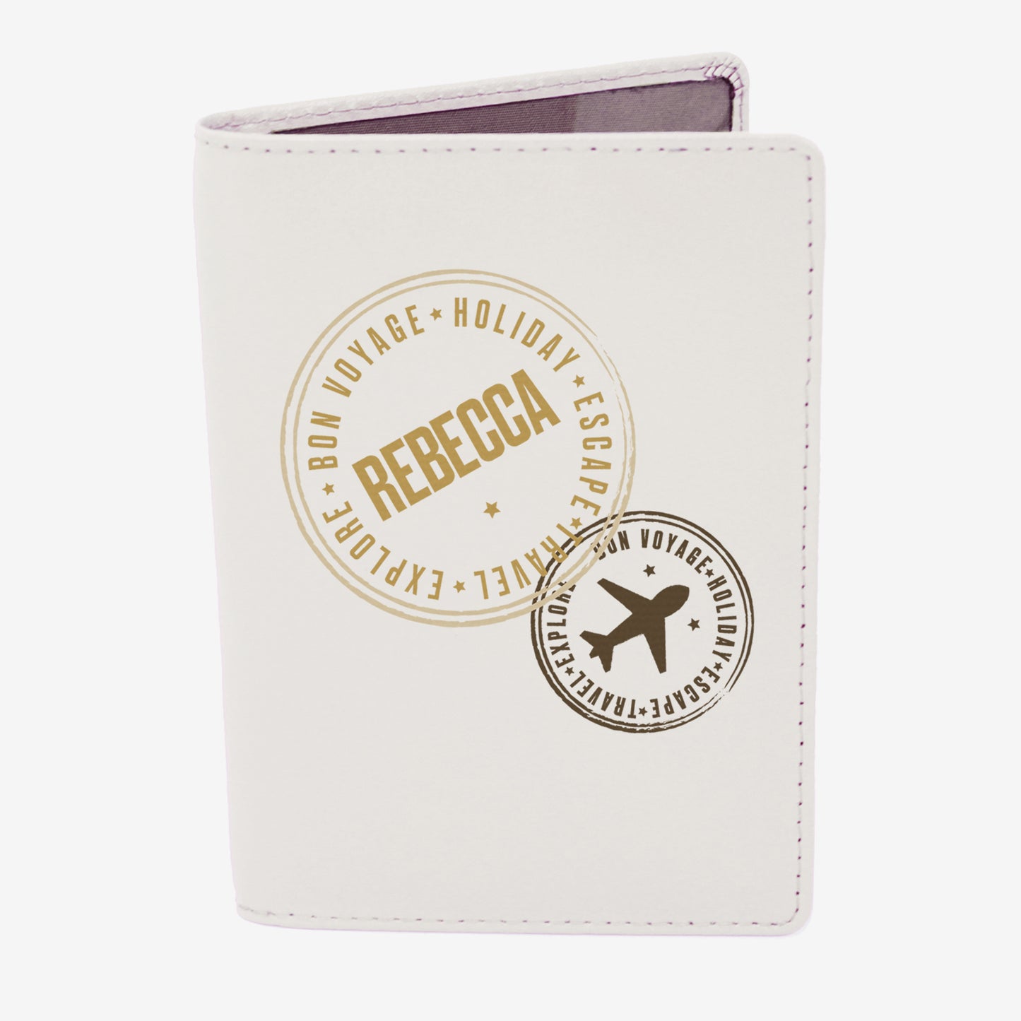 Personalised Stamped Cream Passport Holder - MK&JD Gifts