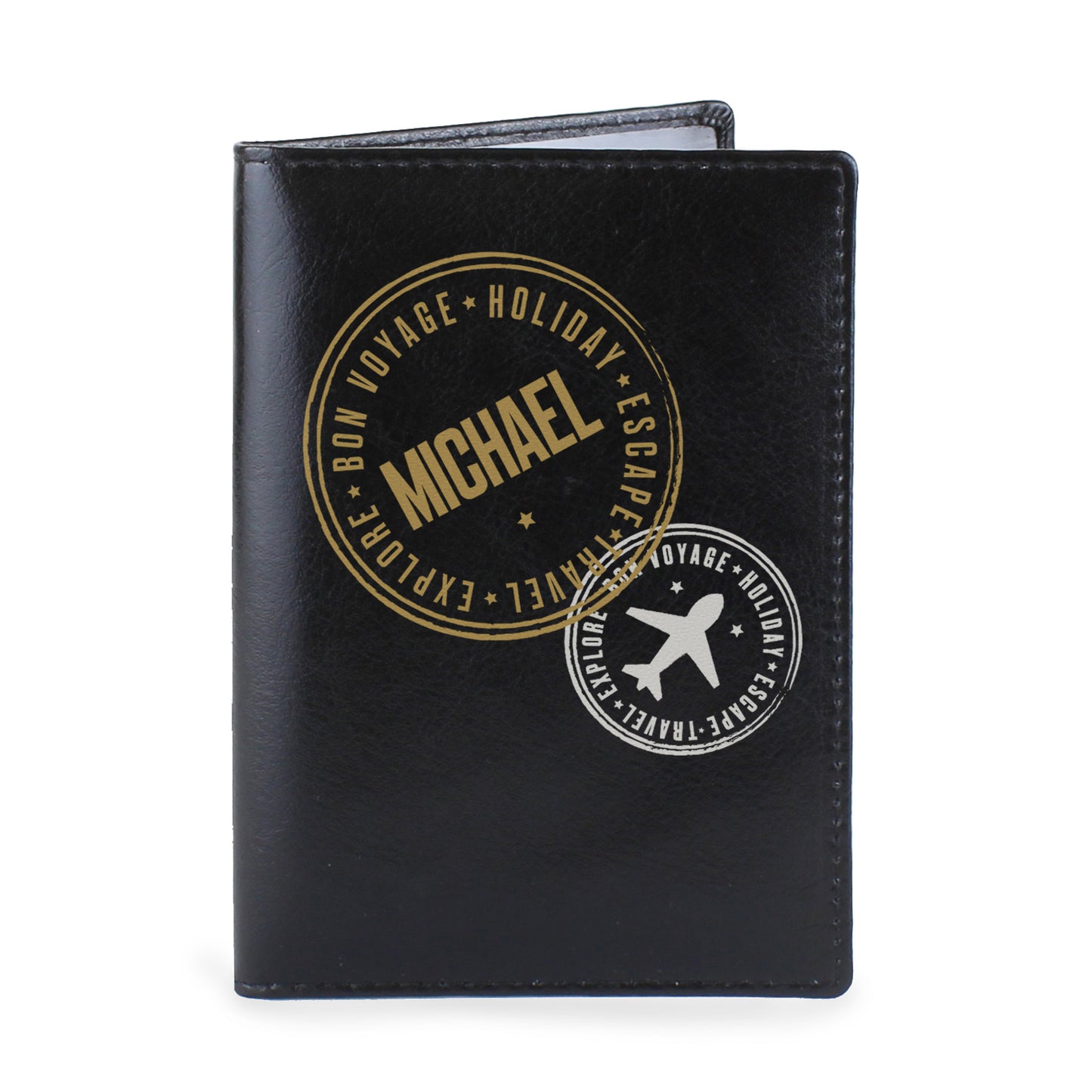 Personalised Stamped Black Passport Holder - MK&JD Gifts