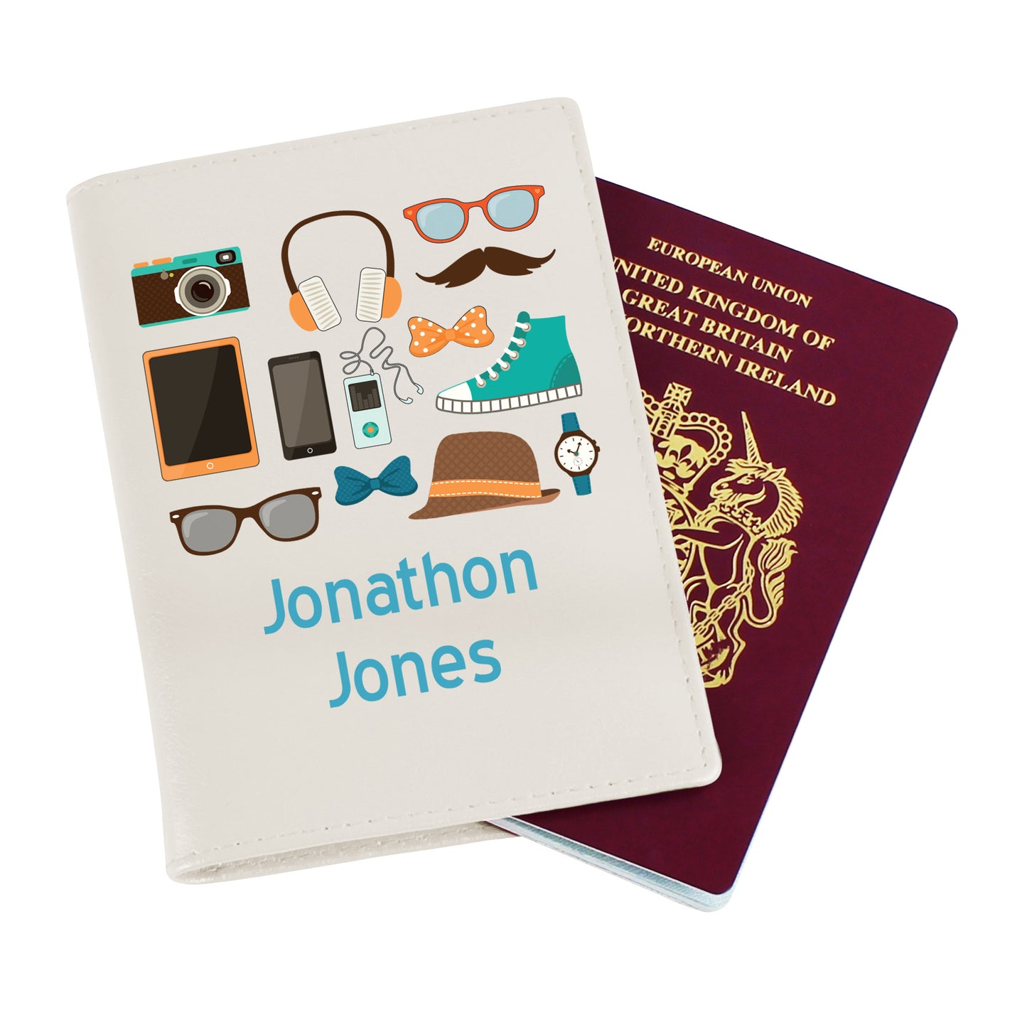 Personalised Male Essentials Cream Passport Holder - MK&JD Gifts