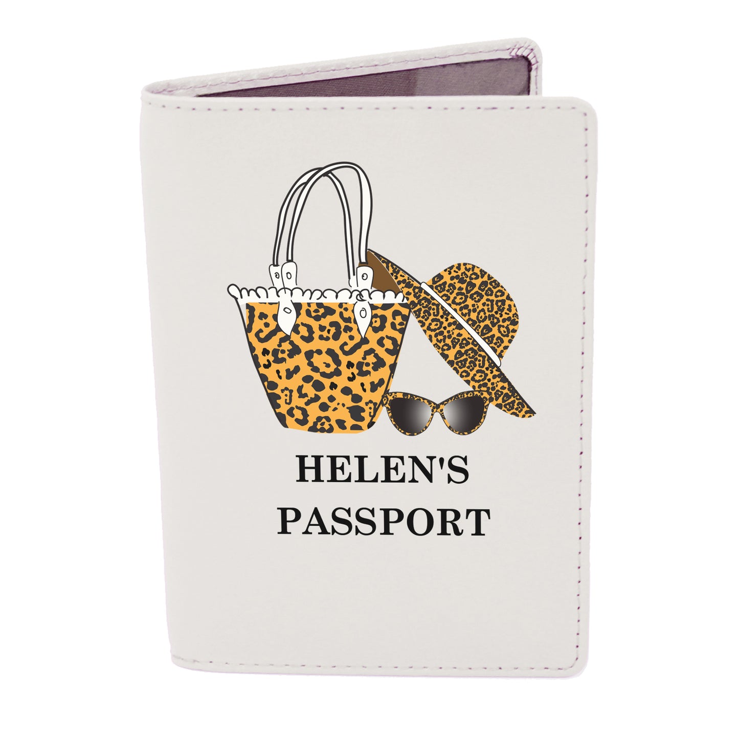 Personalised Leopard Print Cream Passport Holder - MK&JD Gifts