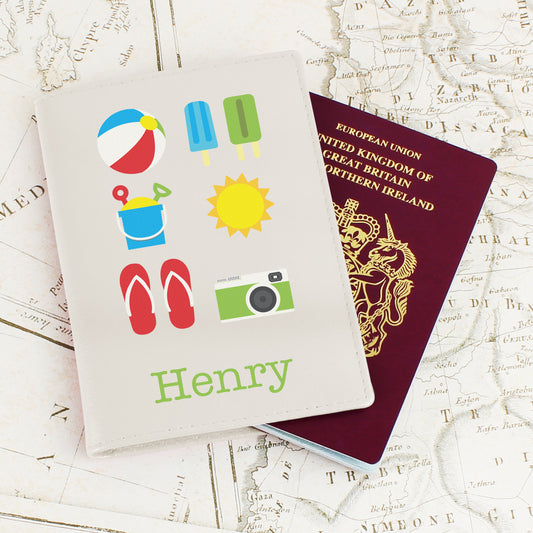 Personalised Bright Travel Cream Passport Holder - MK&JD Gifts