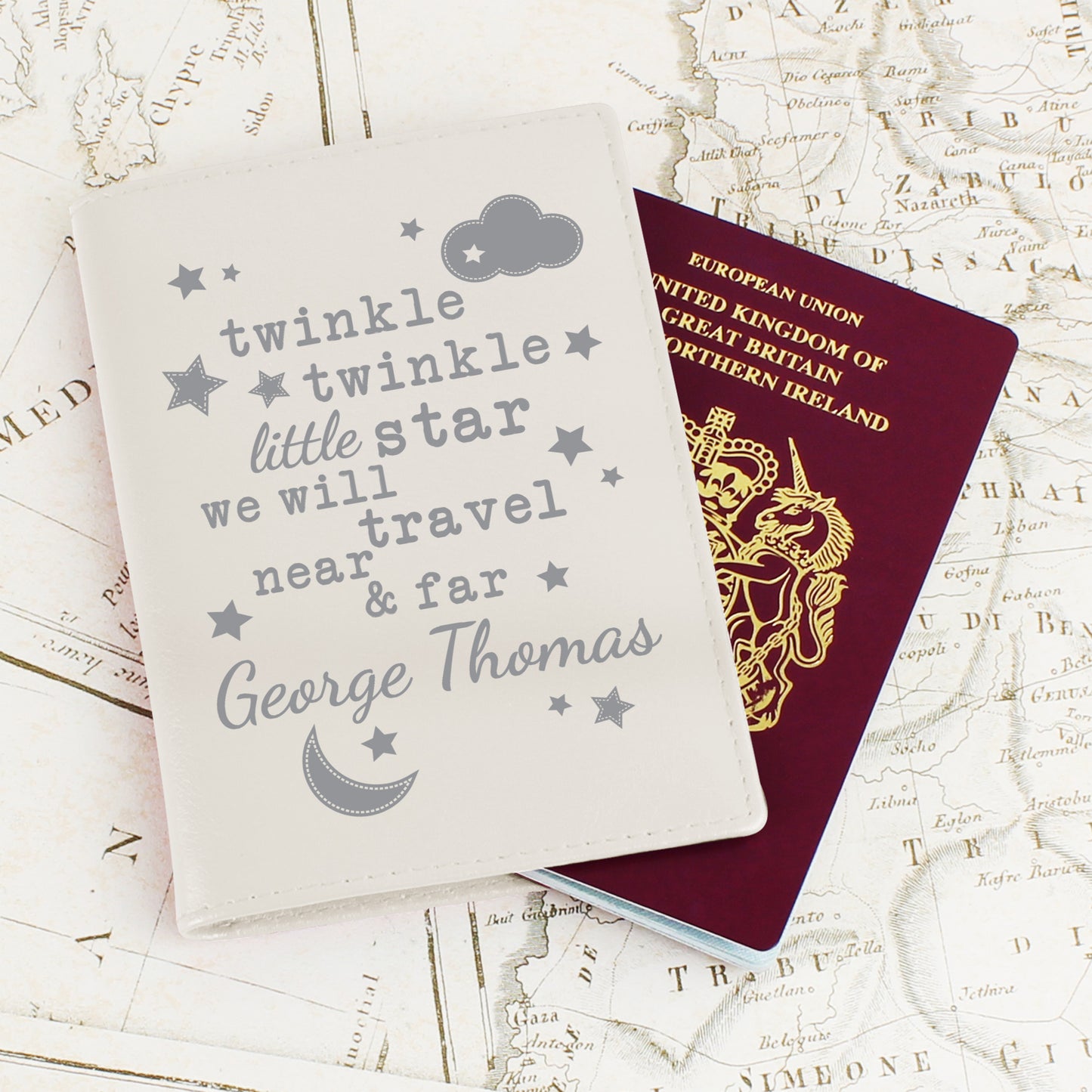 Personalised Twinkle Twinkle Cream Passport Holder - MK&JD Gifts