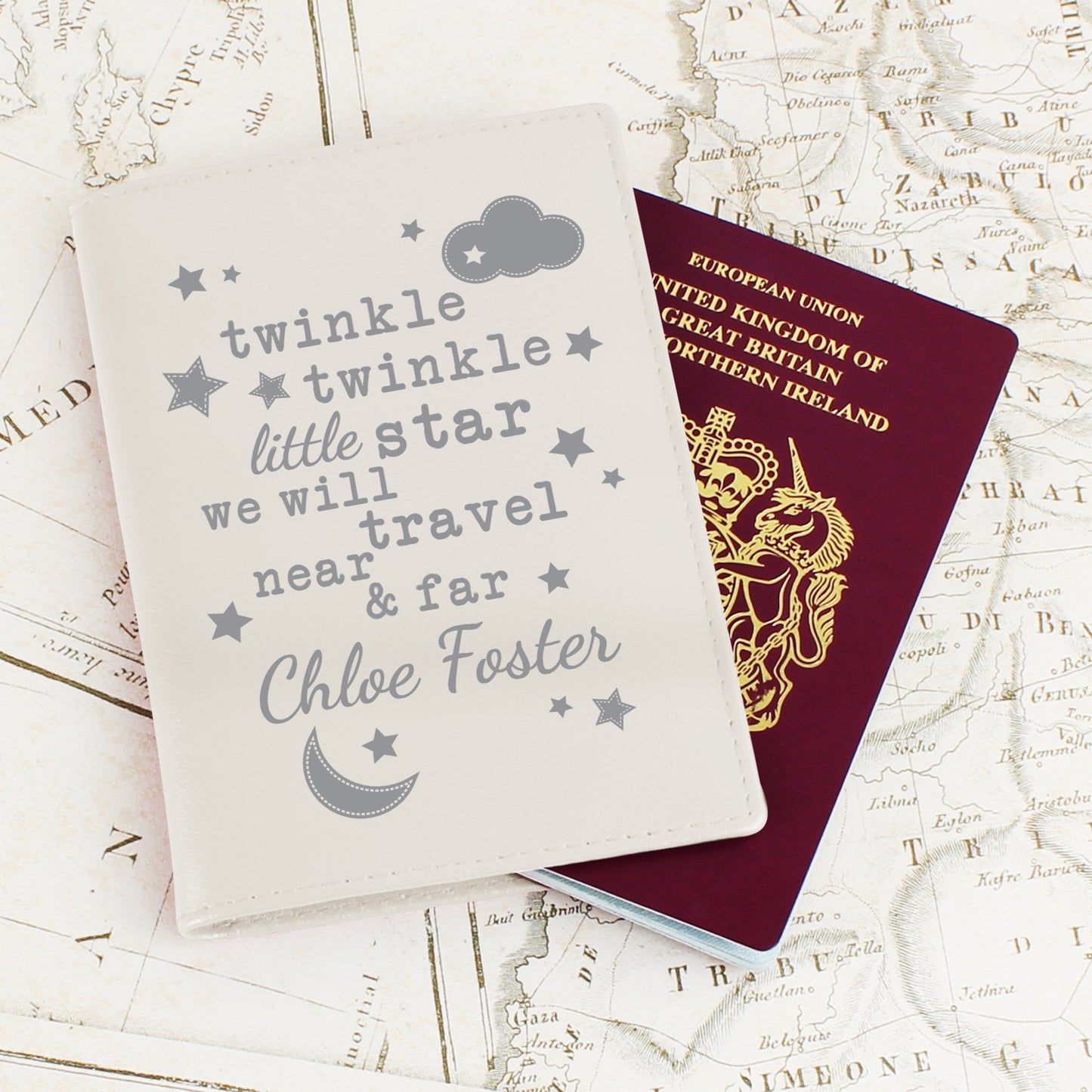 Personalised Twinkle Twinkle Cream Passport Holder - MK&JD Gifts