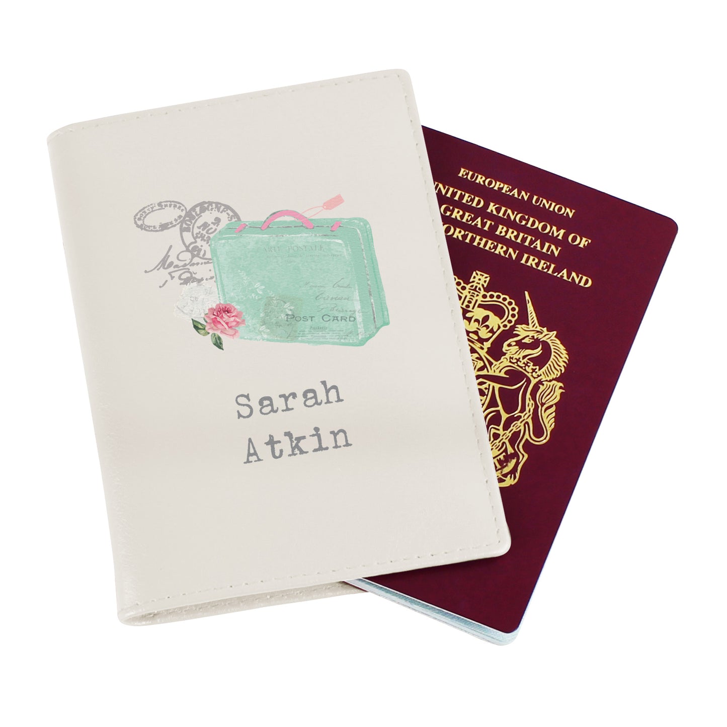 Personalised Vintage Pastel Travel Cream Passport Holder - MK&JD Gifts