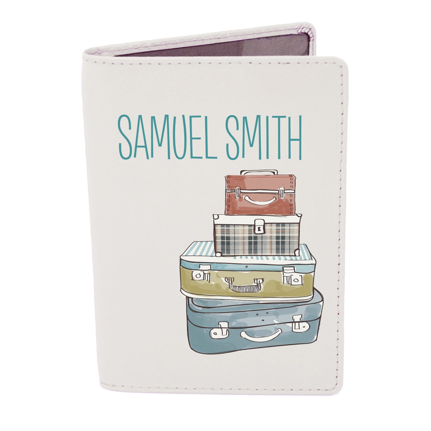 Personalised Suitcases Cream Passport Holder - MK&JD Gifts