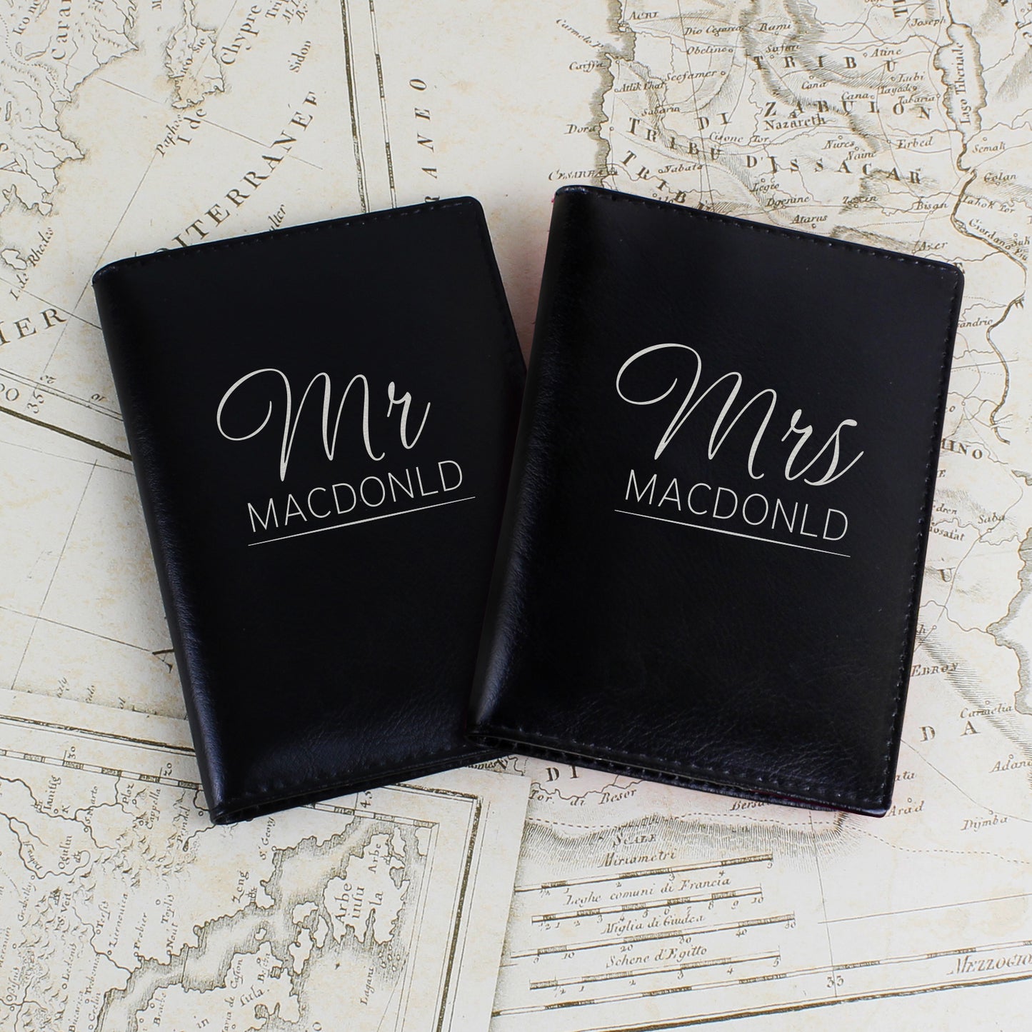 Personalised Mr & Mrs Black Passport Holders - MK&JD Gifts