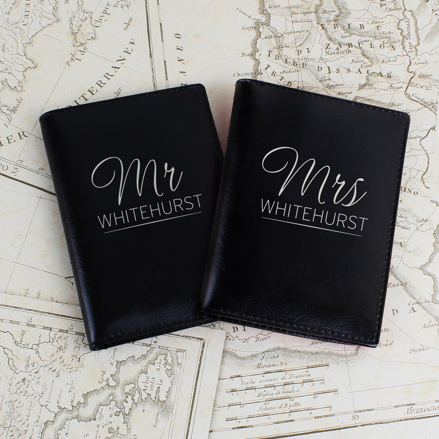 Personalised Mr & Mrs Black Passport Holders - MK&JD Gifts