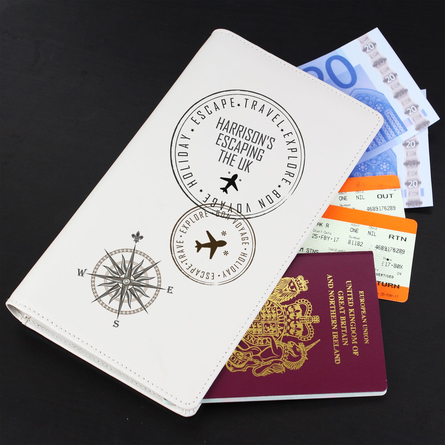 Personalised Stamp Travel Document Holder - MK&JD Gifts