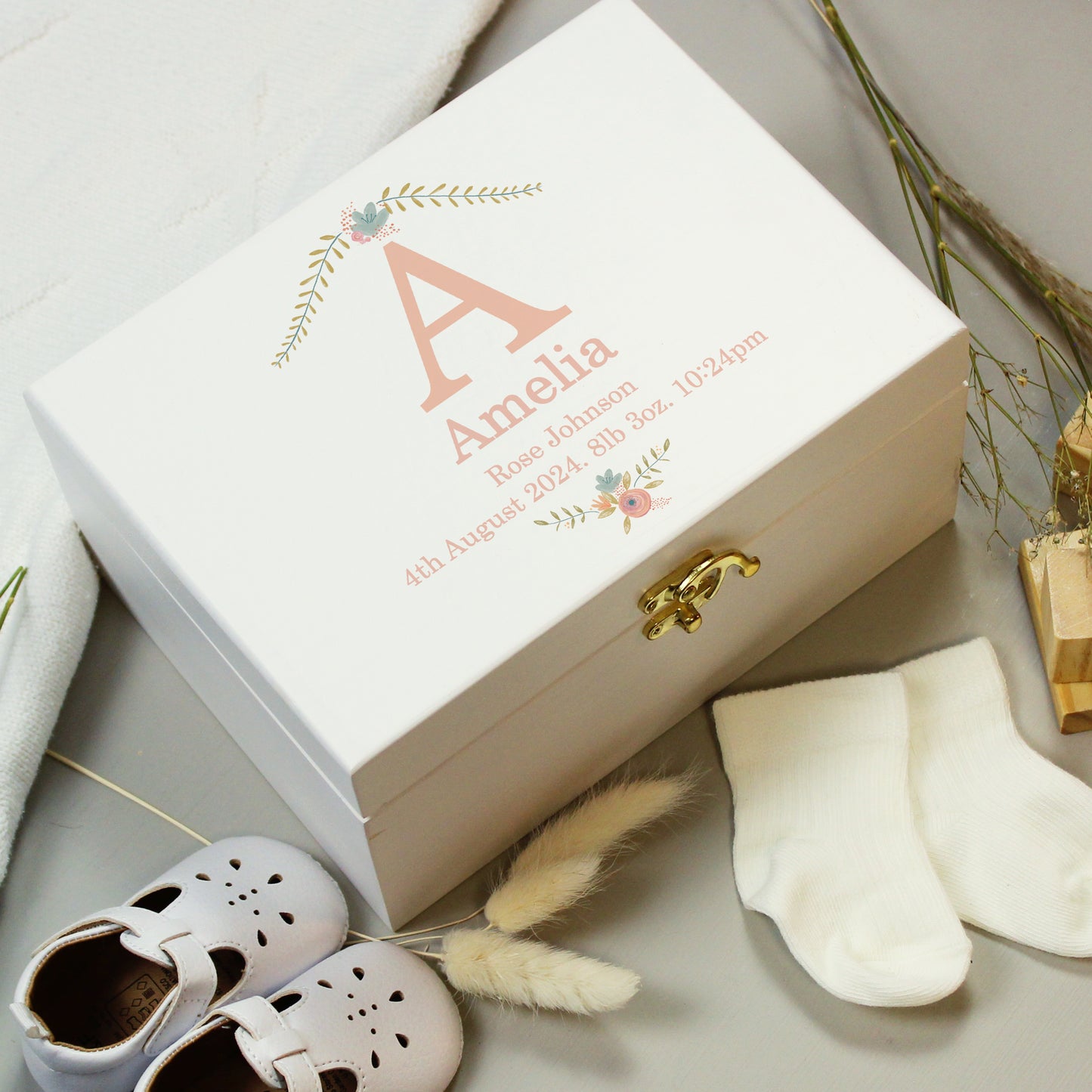 Personalised Floral Wooden Keepsake Box - MK&JD Gifts