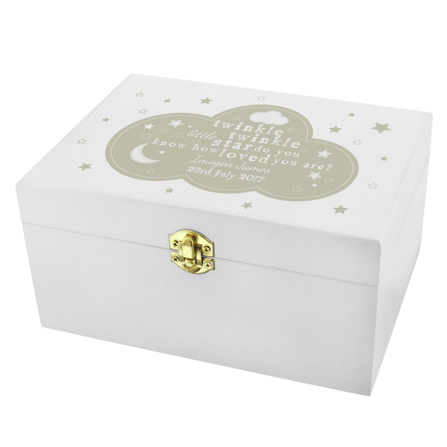 Personalised Twinkle Twinkle White Wooden Keepsake Box - MK&JD Gifts